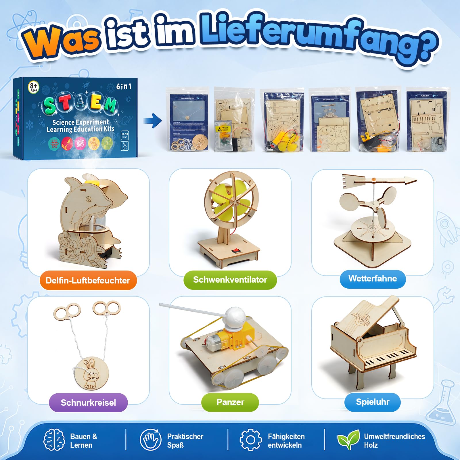 ADUSRIZ Experimente für Kinder 8+, DIY Kinderspielzeug, Experimentierkasten – Ansicht 2