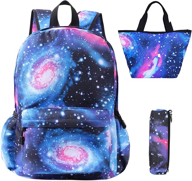 SAMIT Galaxy School Bag Galaxy Backpack Lightweight School Backpack Boys Rucksack Cool Bookbag Laptop Backpack Casual Daypacks with Pencil Case for Boys Girls (3 in1 school bag set)