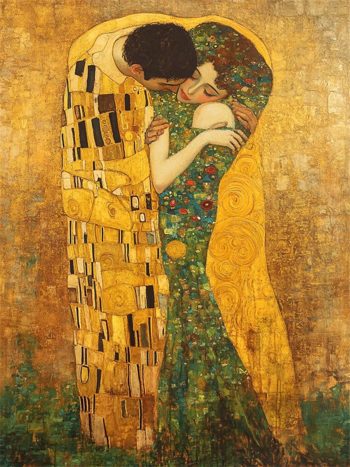 Diamond Painting Klimt 5D, obraz do malowania diamentami, para, 90 x 120 cm, okrągły obraz z pełnym nawierceniem, dla dorosłych z akcesoriami, zestaw do samodzielnego wykonania mozaiki, do relaksu i