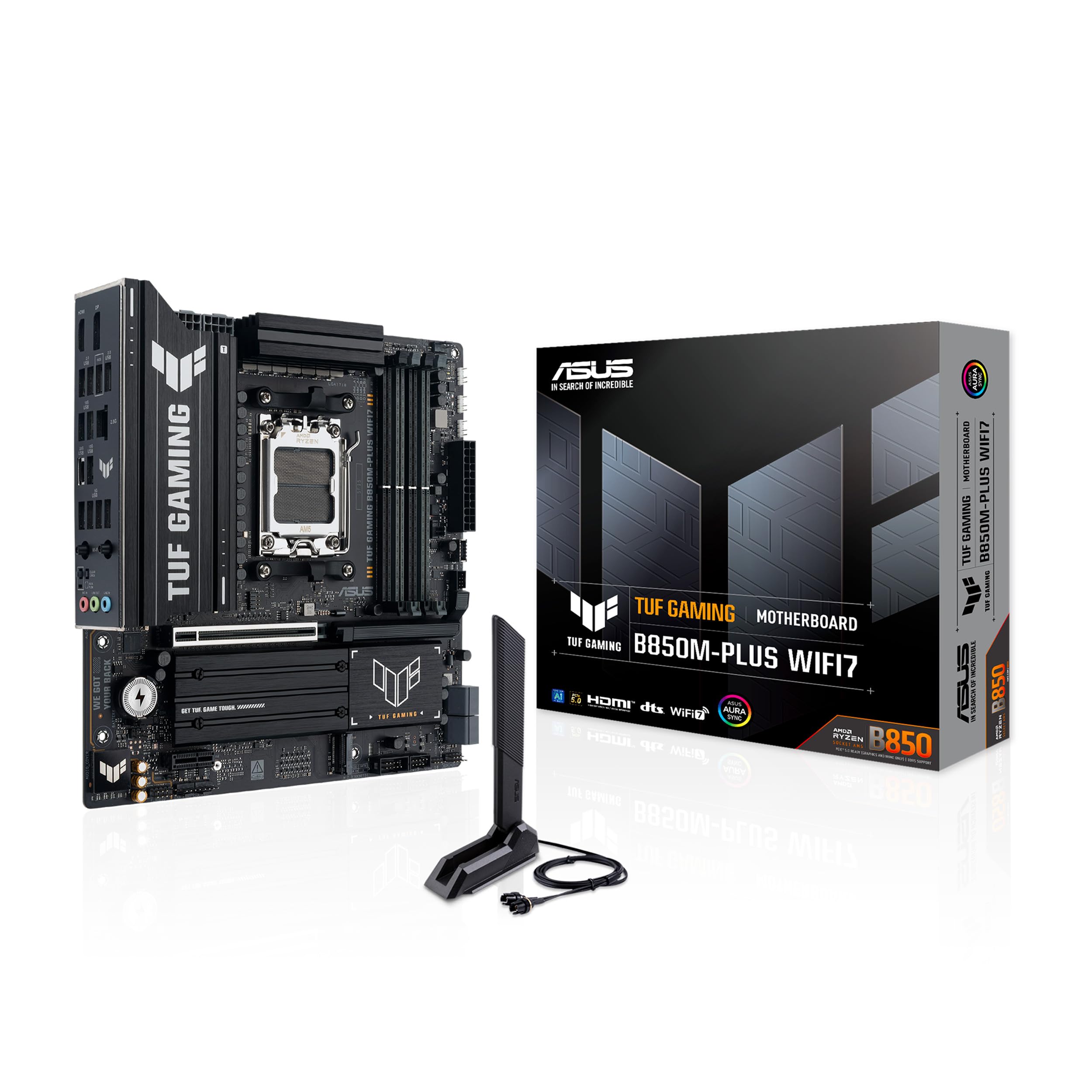 Asus Tuf Gaming B850M-PLUS WIFI7 Amd B850 Socket AM5 Micro Atx (Asus Tuf Gaming B850M-PLUS WIFI7 - Motherboard - Micro Atx - Socket AM5 - Amd B850 Chipset - USB-C 3.2 Gen 2X2, Usb 3.2 Gen 2, Usb 3.2-image