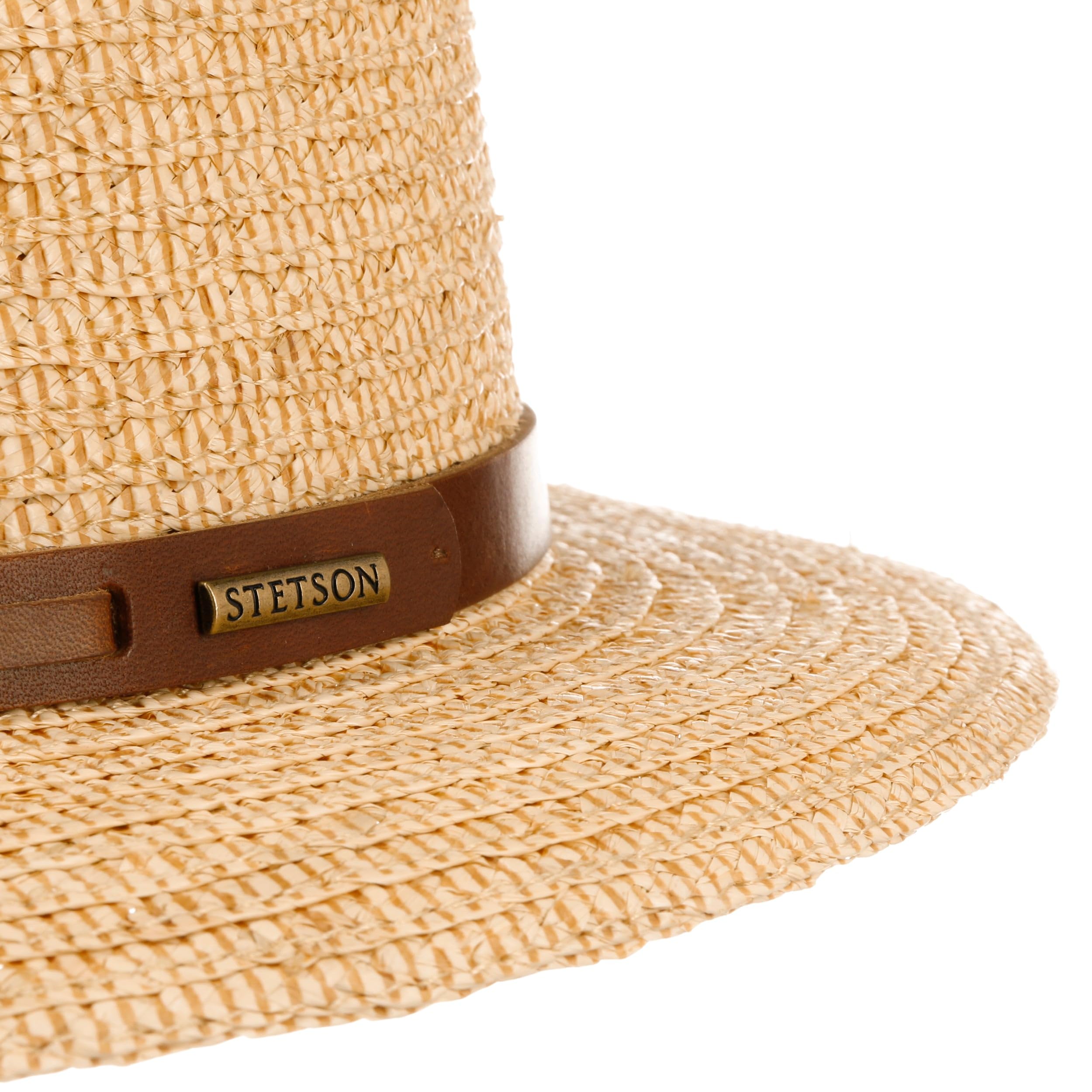 Stetson Letivo Traveller Raffiahut Hut mit Ledergarniturband Klassisch UV-Schutz Damen Herren Frühjahr Sommer