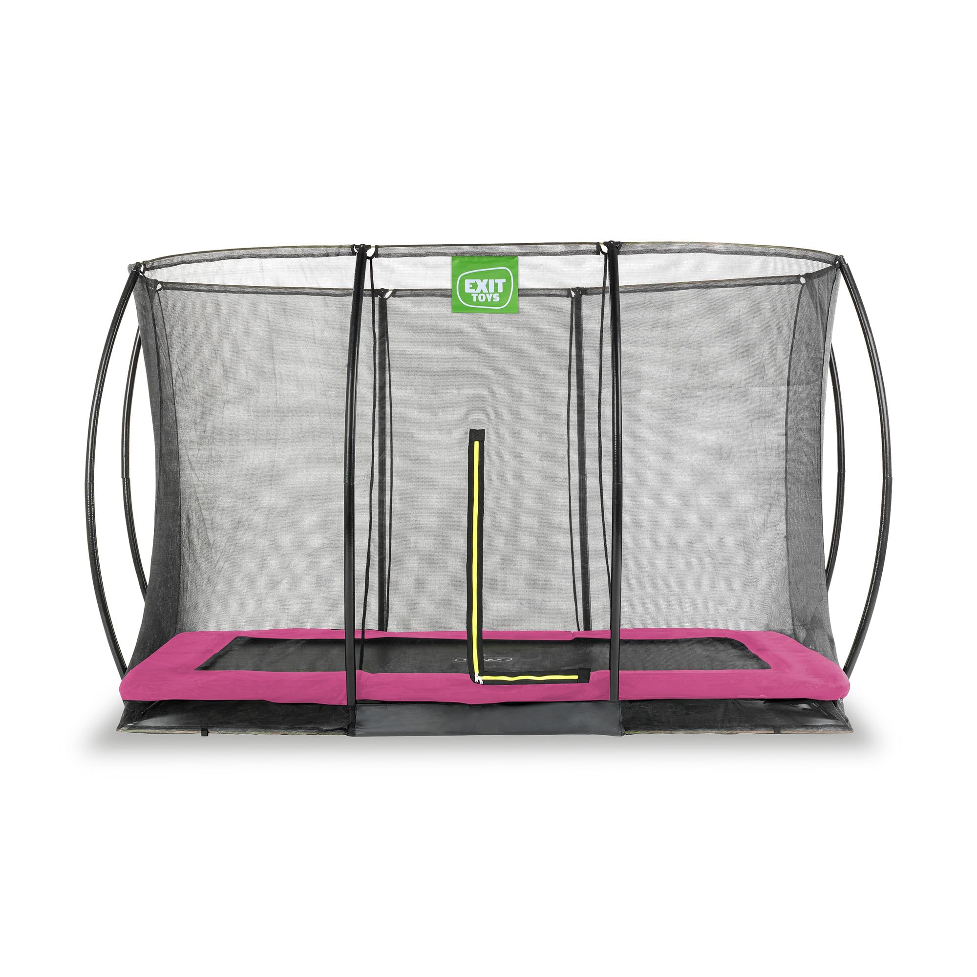 Silhouette Ground Trampoline - 7x10ft - Rectangular Outdoor Inground Trampoline for Kids - Includes Safety Enclosure Net and Feet Safety System - Great Jumping Power - Safe Entry - Pink
