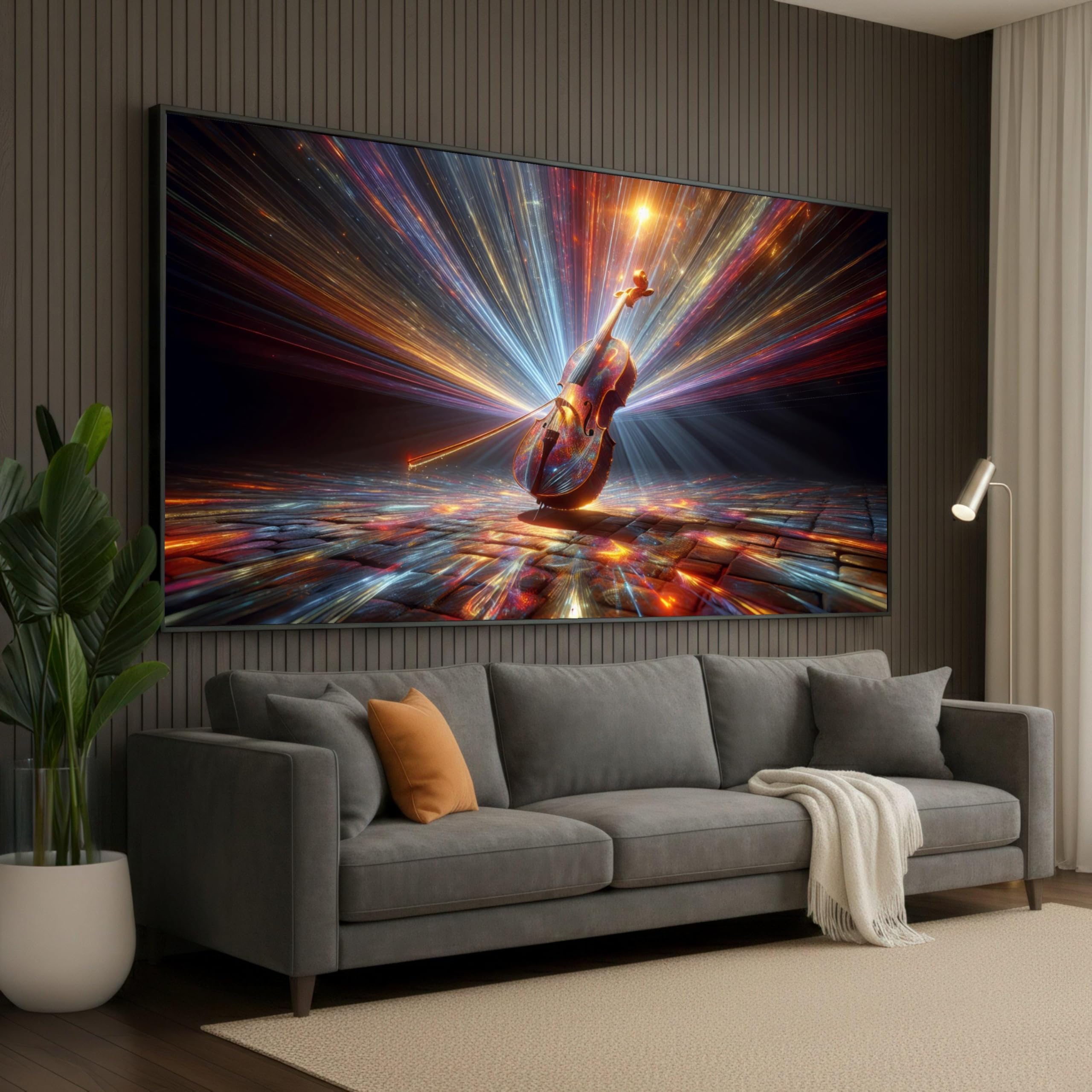 Tableau sur toile violon abstrait déco moderne de 30x50cm avec cadre - 8