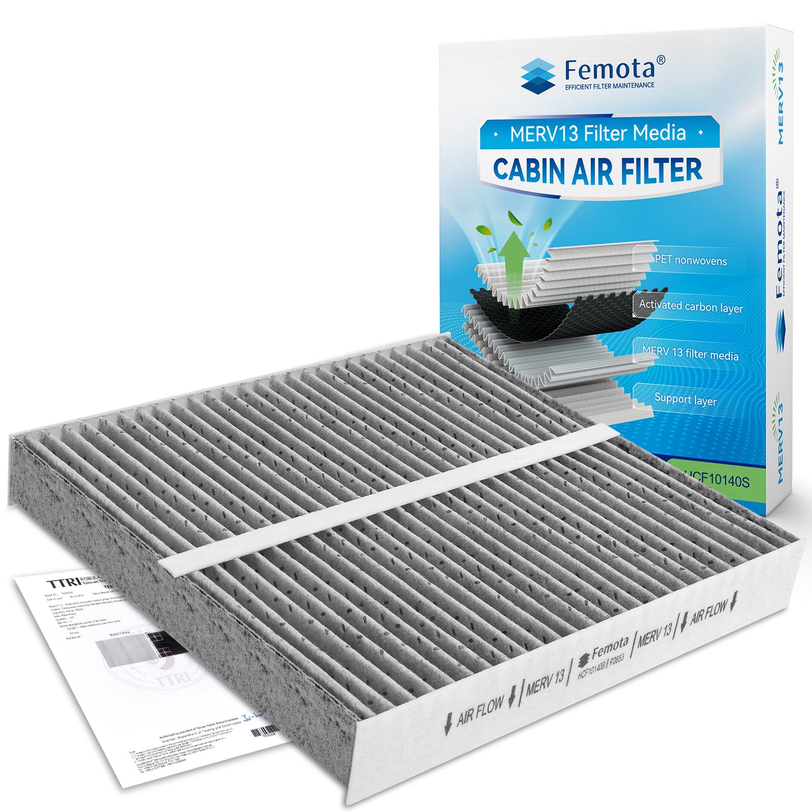 Certified MERV 13 Cabin Air Filter with Activated Carbon, CF10140 for Nissan Altima/Maxima/Murano/Sentra, Infiniti FX35/FX45/G35, Mitsubishi Eclipse Cross/Lancer/Outlander