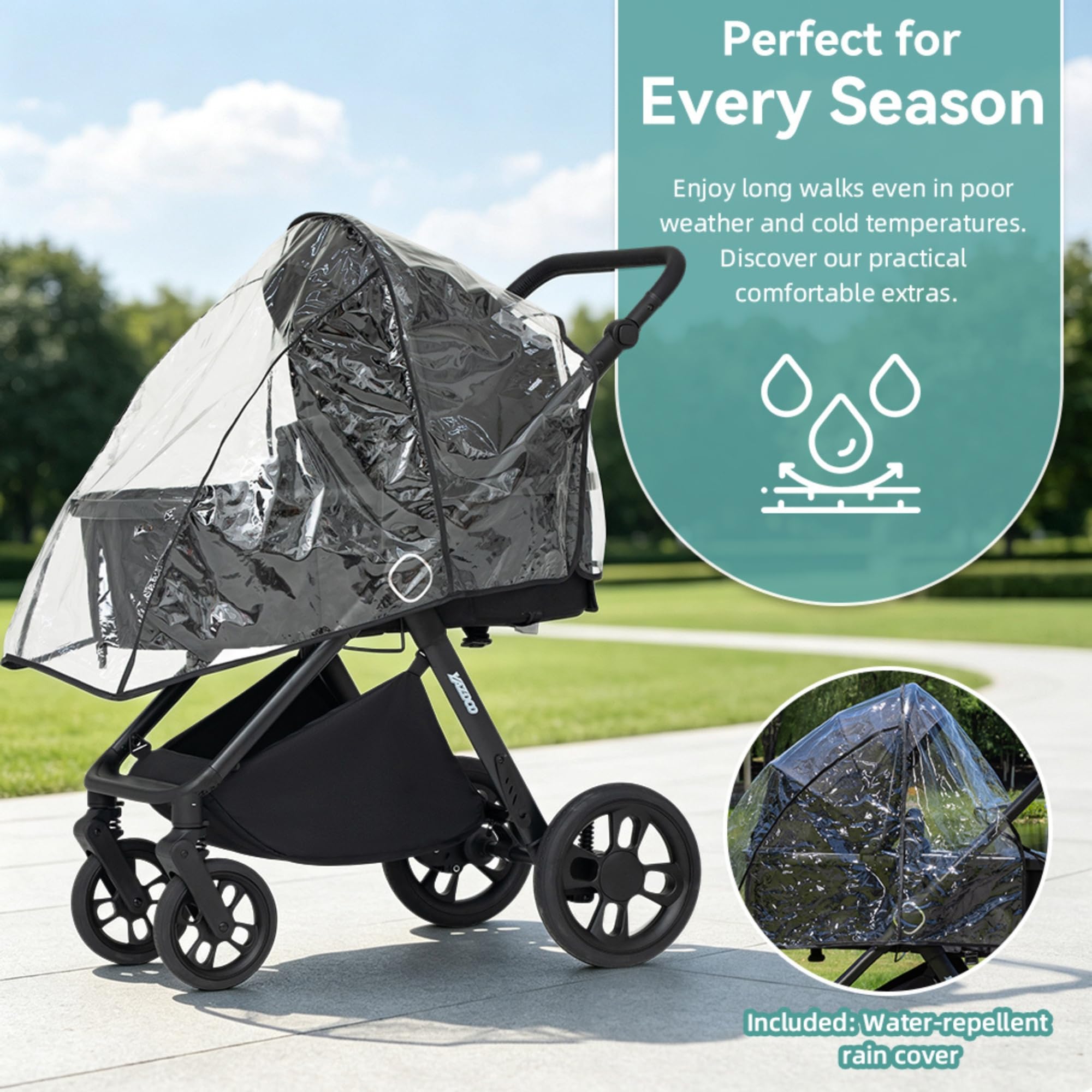 passeggino trio con ovetto I-SIZE passeggino 3 in 1 (Verde) | pieghevole trio passeggino neonati in offerta Borsa con pannolino