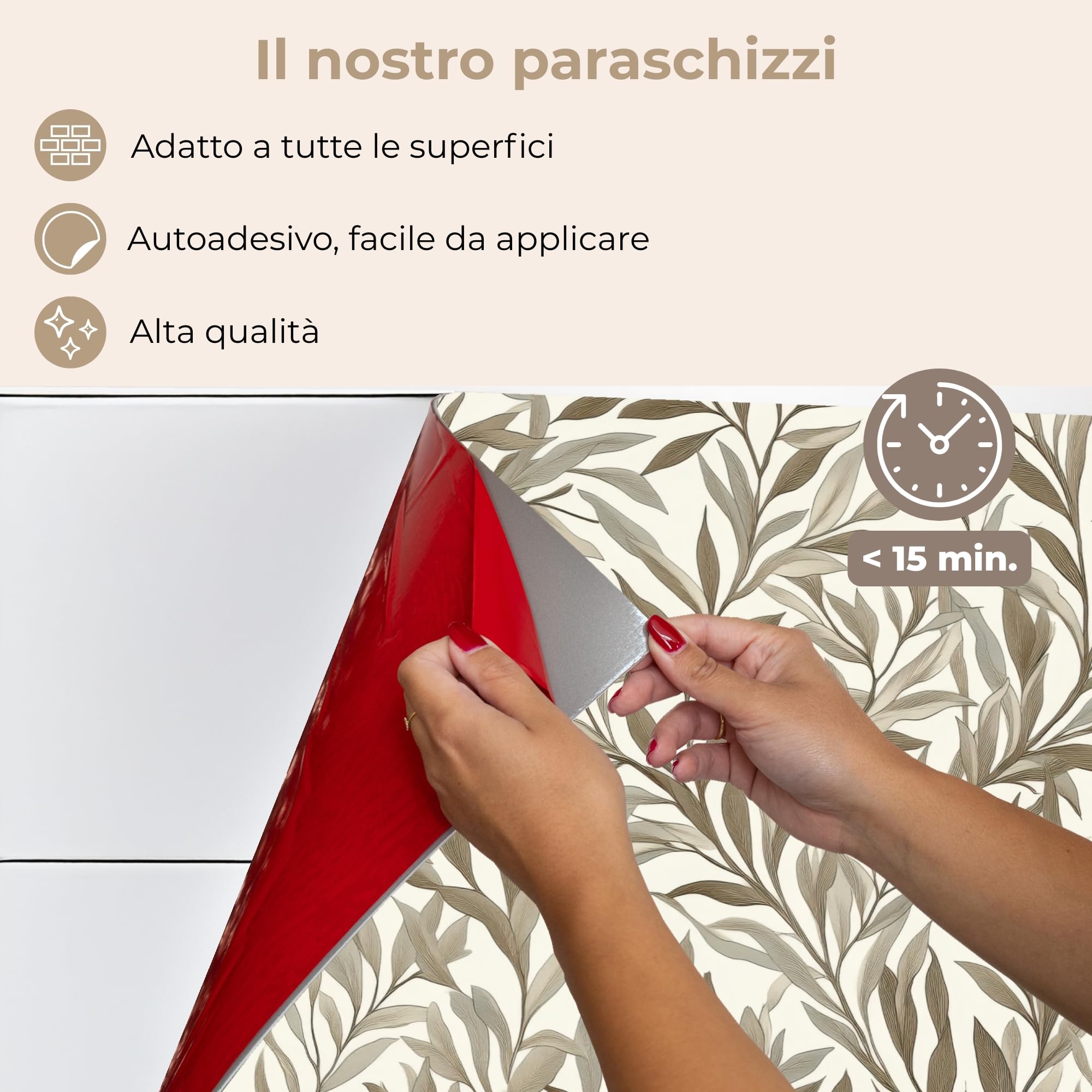KitchenYeah© Paraschizzi Cucina Adesivo 50x70 cm Pannello Parete Paraspruzzi Lavandino Decorativo Rami - Botanico - Taupe