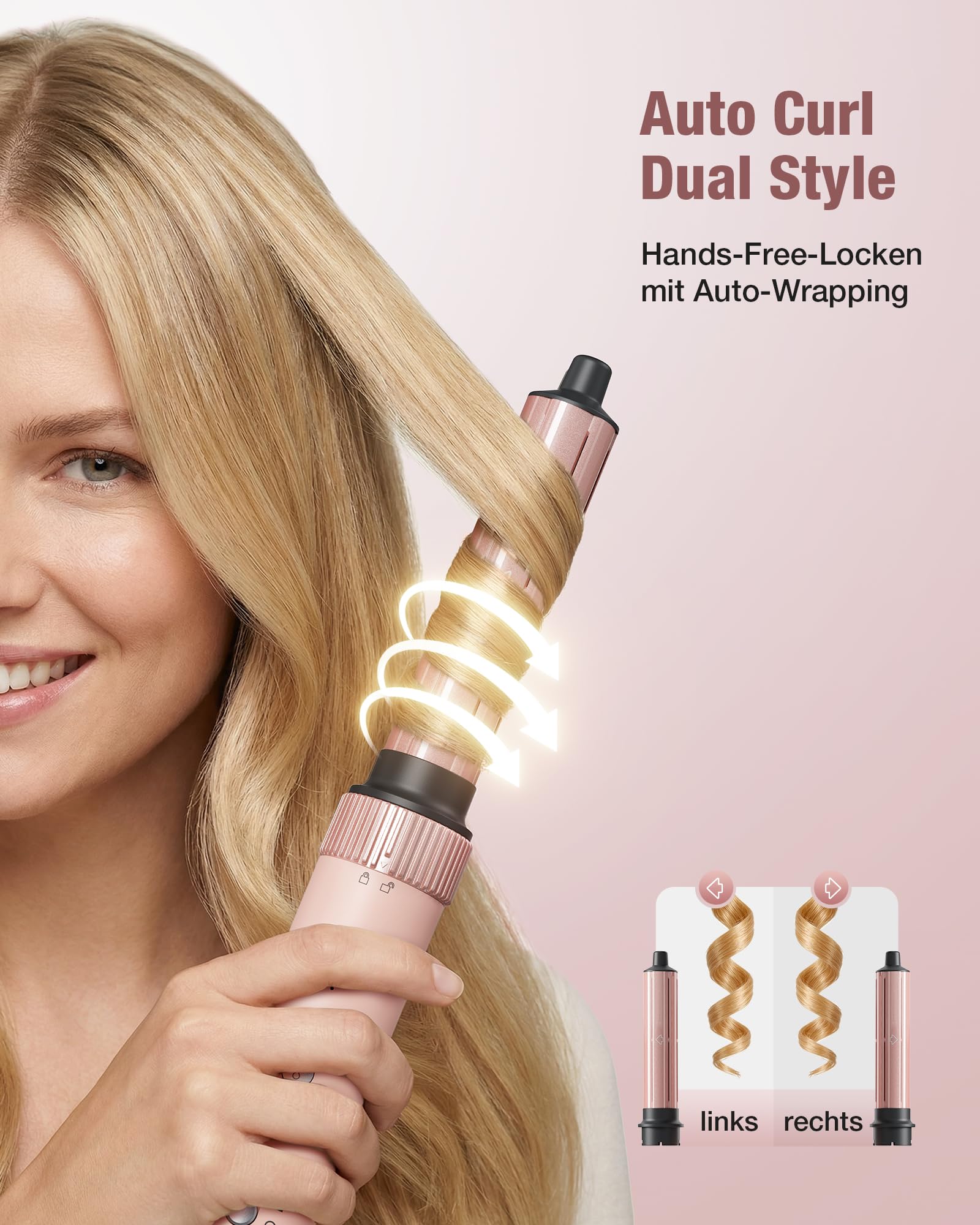 Fer à friser 6 en 1-110 000 tr/min - Haute vitesse - Pour boucler ou lisser - Rose