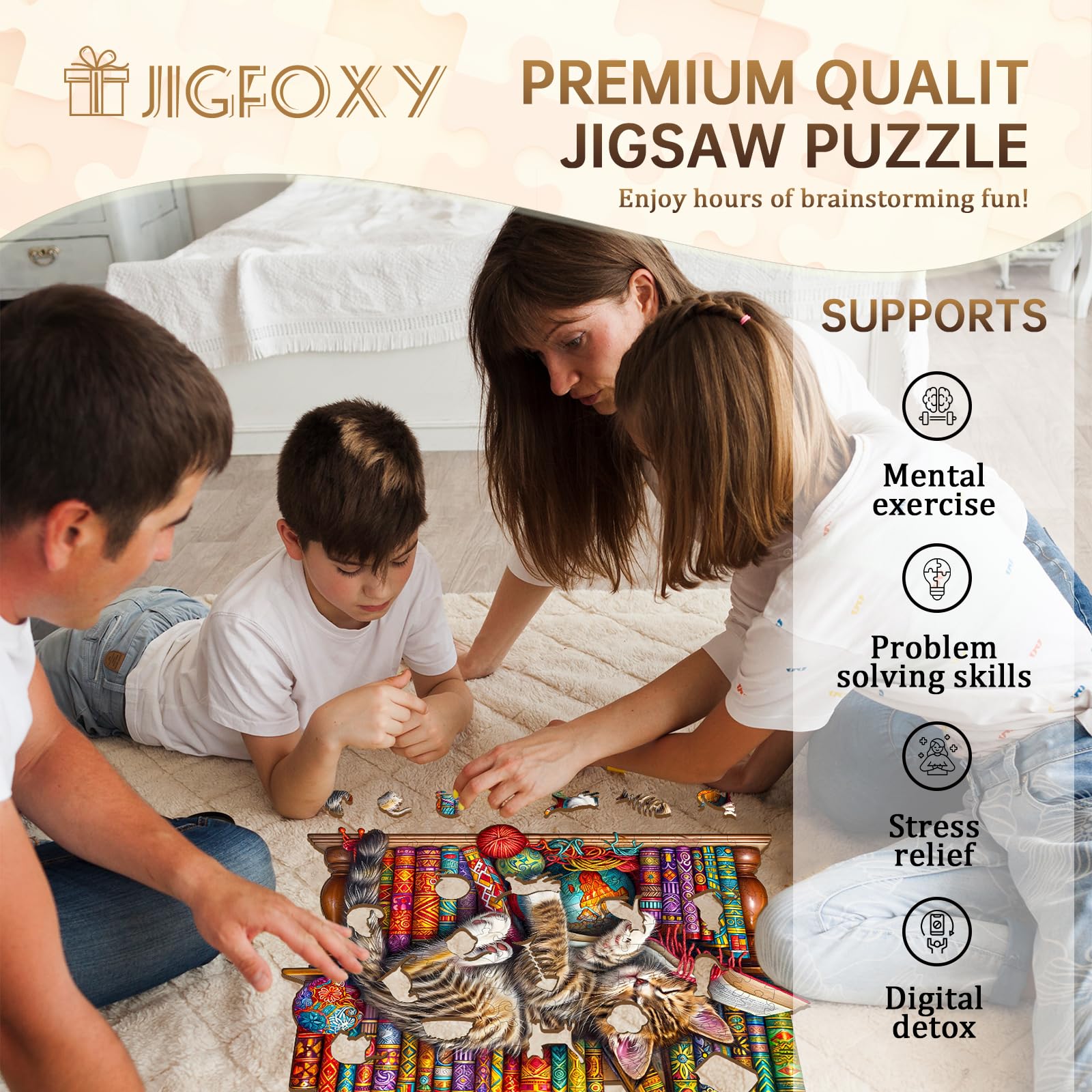 Jigfoxy Houten puzzel voor volwassenen en kinderen, bijenpuzzel, uniek