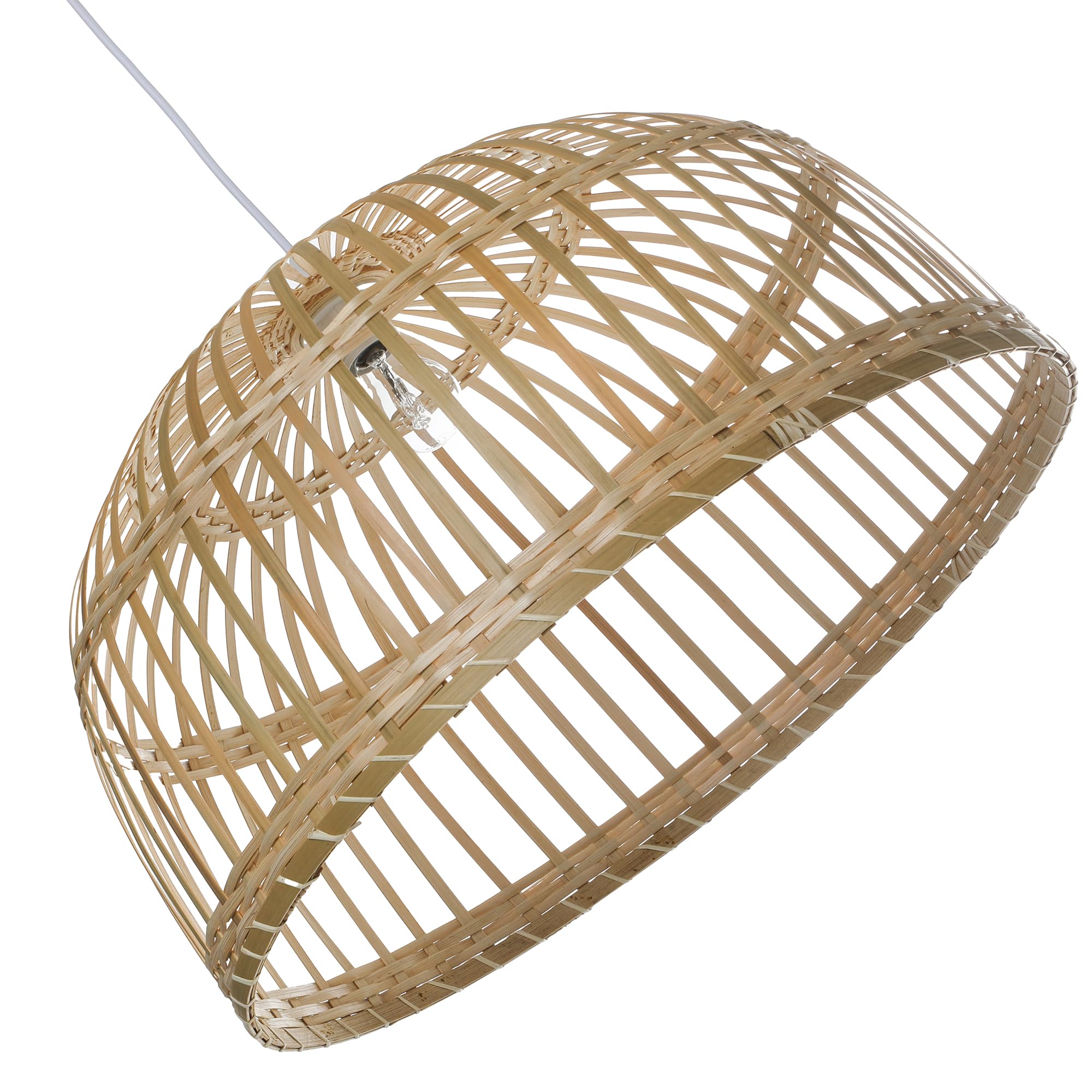 LUSSIOL Lampadario Phuket 60, sospensione in bambù, 60 W, naturale, ø 60 x H 33 cm