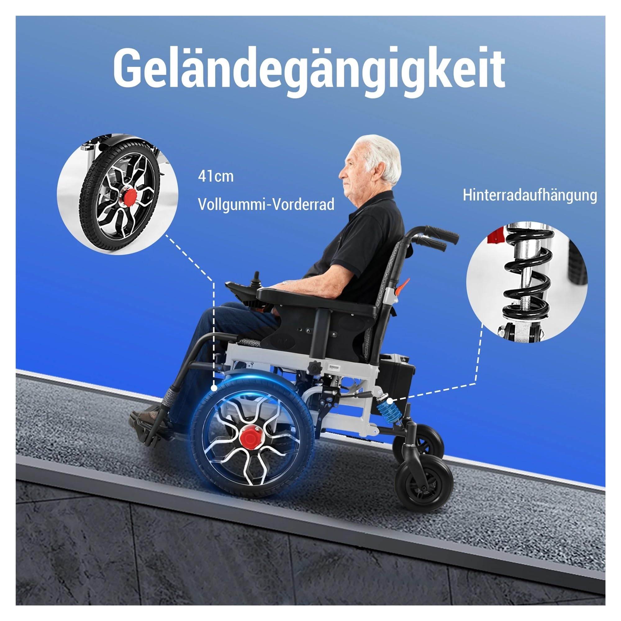 Elektryczny Wózek Inwalidzki, Składana Nośność Do 150 Kg, Silnik 500 W, Zasięg 20 Km, Opony 40 Cm Każdego Terenu I Łatwego Transportu Wygodna Płynna Mobilność