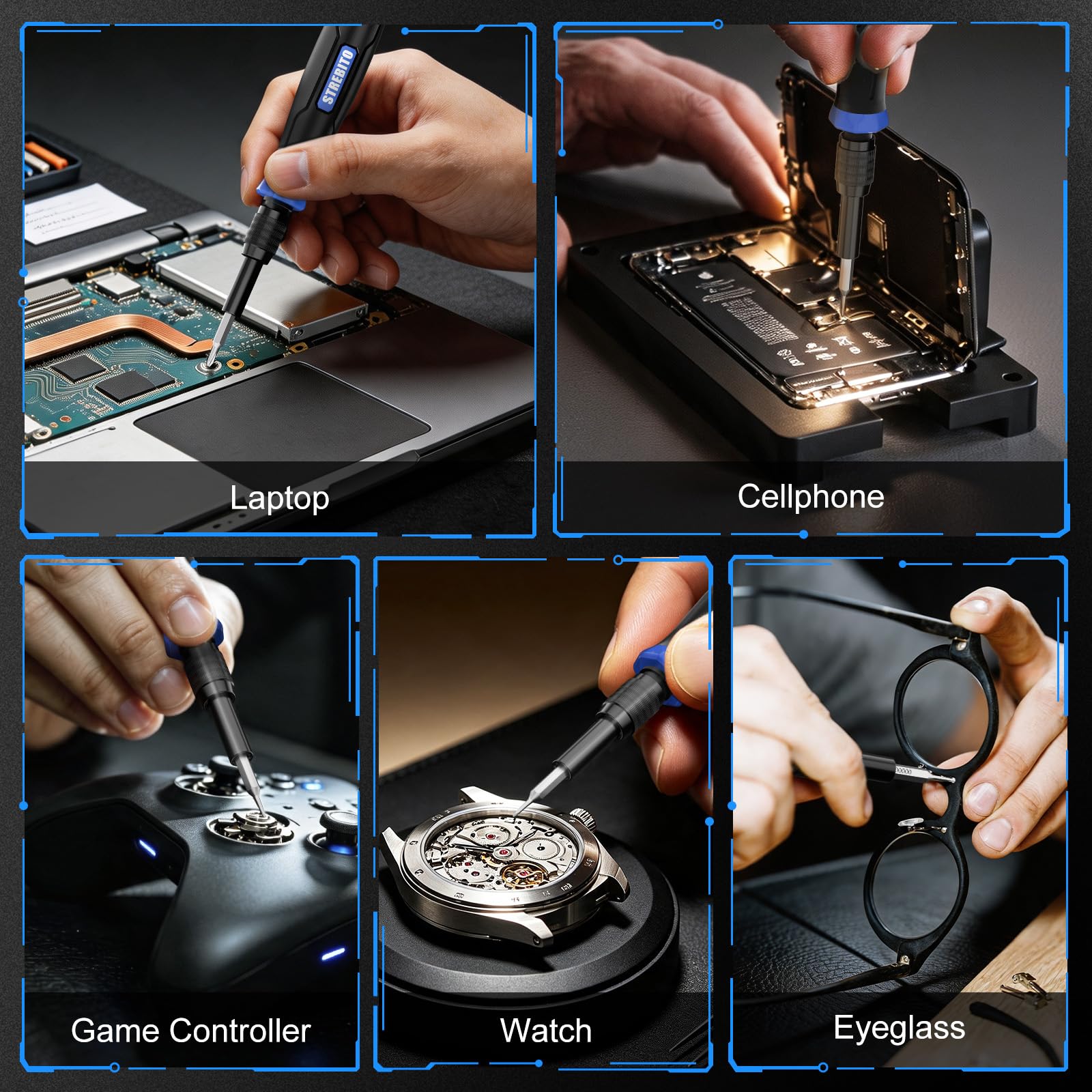 STREBITO Präzisions-Schraubendreher-Set 153 in 1 Kleine Magnetische Schraubendreher Set mit Koffer Elektronische Reparatur Werkzeug Kit für Computer, Laptop, iPhone, Macbook, PC, PS5, Xbox Controller