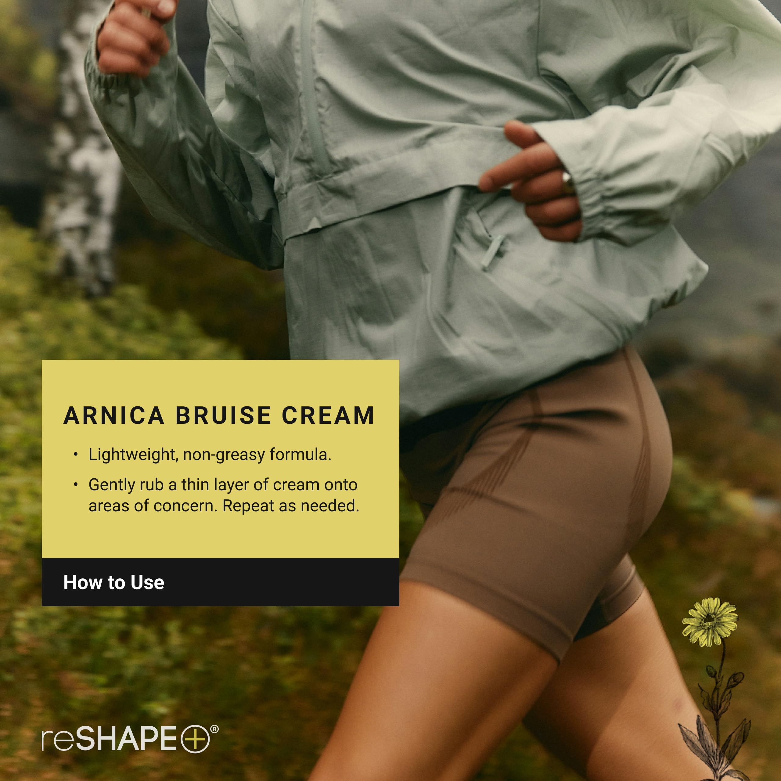 Reshape+ Arnica Bruise Relief Topical Cream For Bruising, Swelling, & Discoloration On Skin, Natural Skin Care Homeopathic Arnica Lotion W/Vitamin K, Horse Chestnut, & Collagen, Large 8 Fl Oz — Amazon image 2