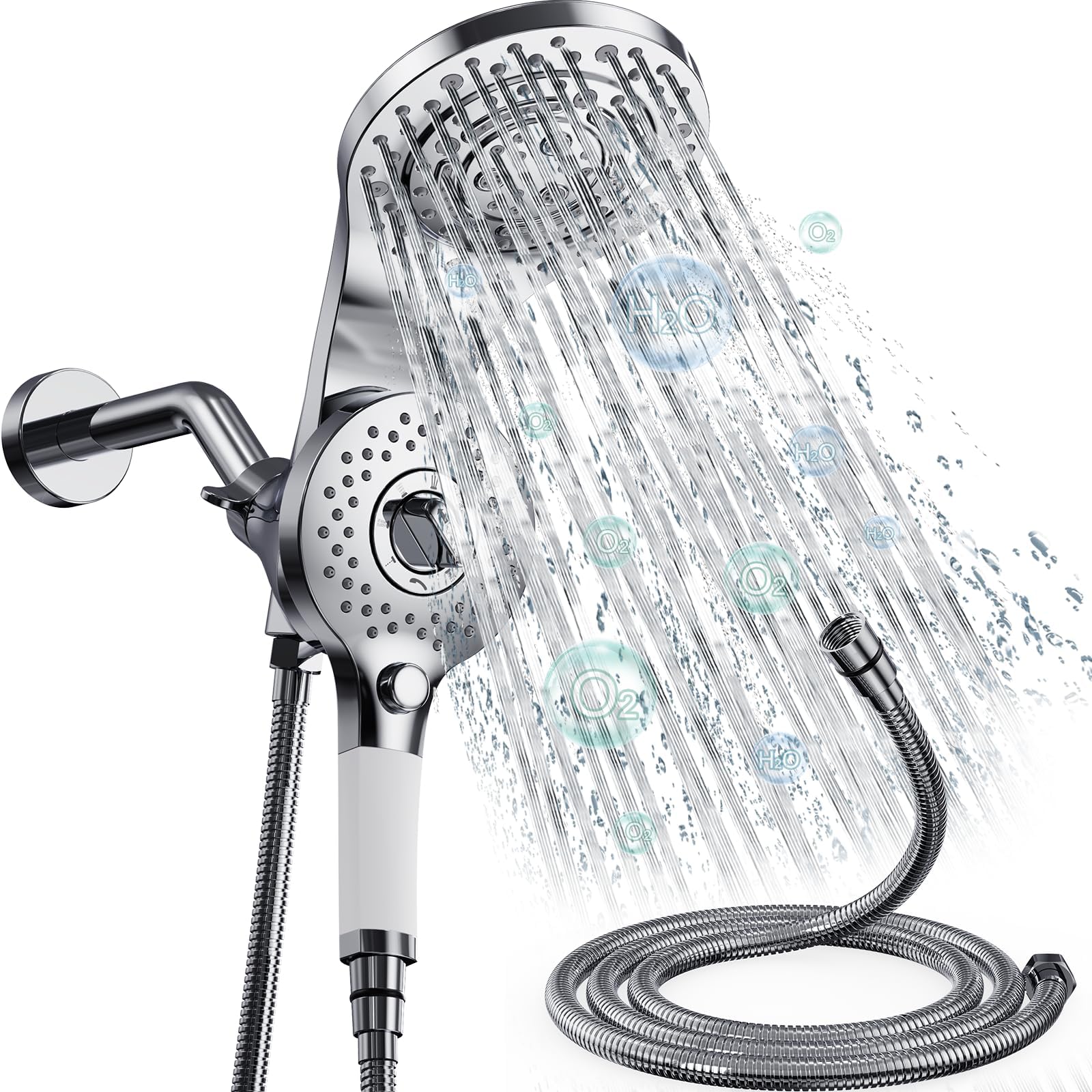 Dual Shower Heads with Handheld Spray Combo, High Pressure 2 in 1 Rainfall Shower Heads with 9