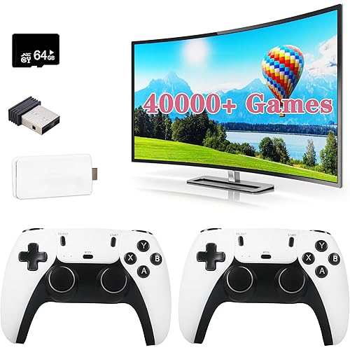 Retro Gaming Console, Plug and Play Video Game Console Built-in 28 Classic Emulators, 40,000+ Games, 4K High Definition HDMI Output for TV with Dual Controllers