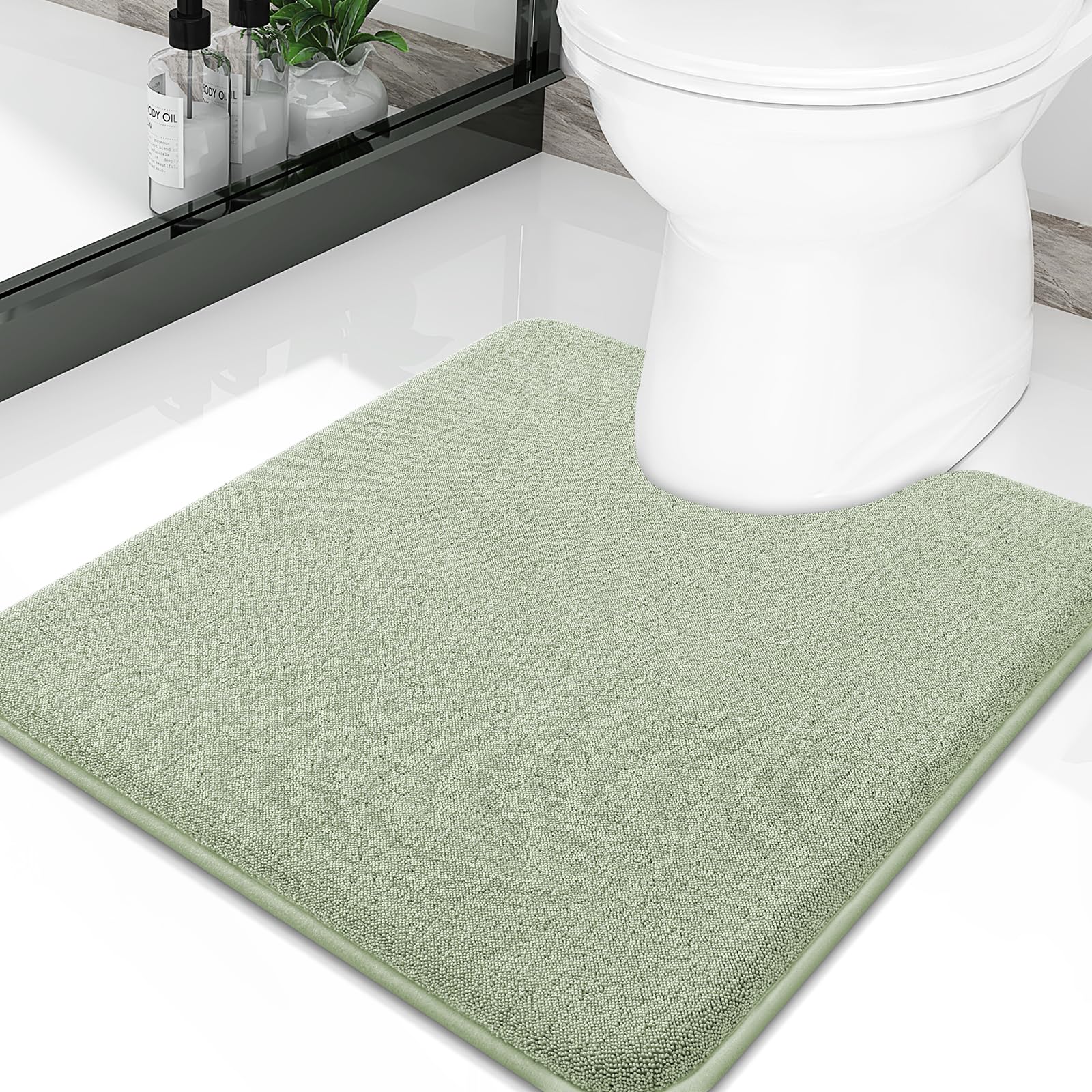 Smiry Smiry Memory Foam Toilet Rugs U Shaped 20x20, Extra Soft Bath Mat