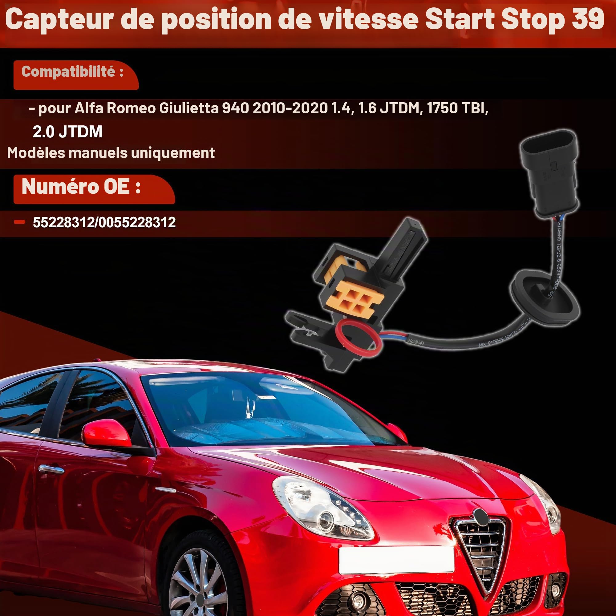 Capteur De Position De Levier De Vitesse Start/Stop Pour Alfa Romeo Giulietta 940 (2010-2020), Modèles À Boîte Manuelle Uniquement. À 3 Broches, Référence 55228312/0055228312.