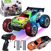 Remote Control Car, 1:18 Monster Truck Remote Control with Two Shells, 2.4 GHz RC Car with Lights and Two Batteries, 20 km/h Off-Road Remote Control Cars for Children 3 Years +