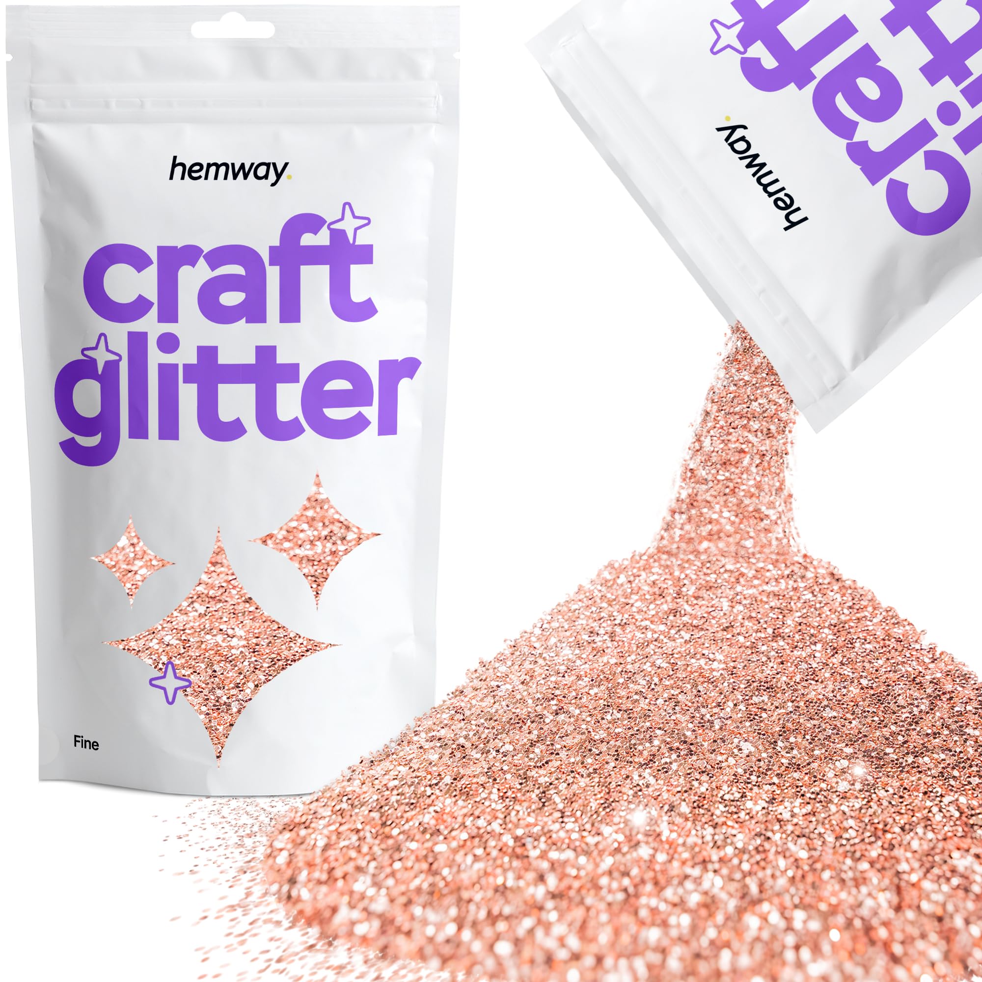Hemway Craft Glitter 100g / 3.5oz Glitter Flakes for Arts Crafts Tumblers Resin Epoxy Scrapbook Glass Schools Paper Halloween Decorations - Fine (1/64" 0.015" 0.4mm) - Rose Gold