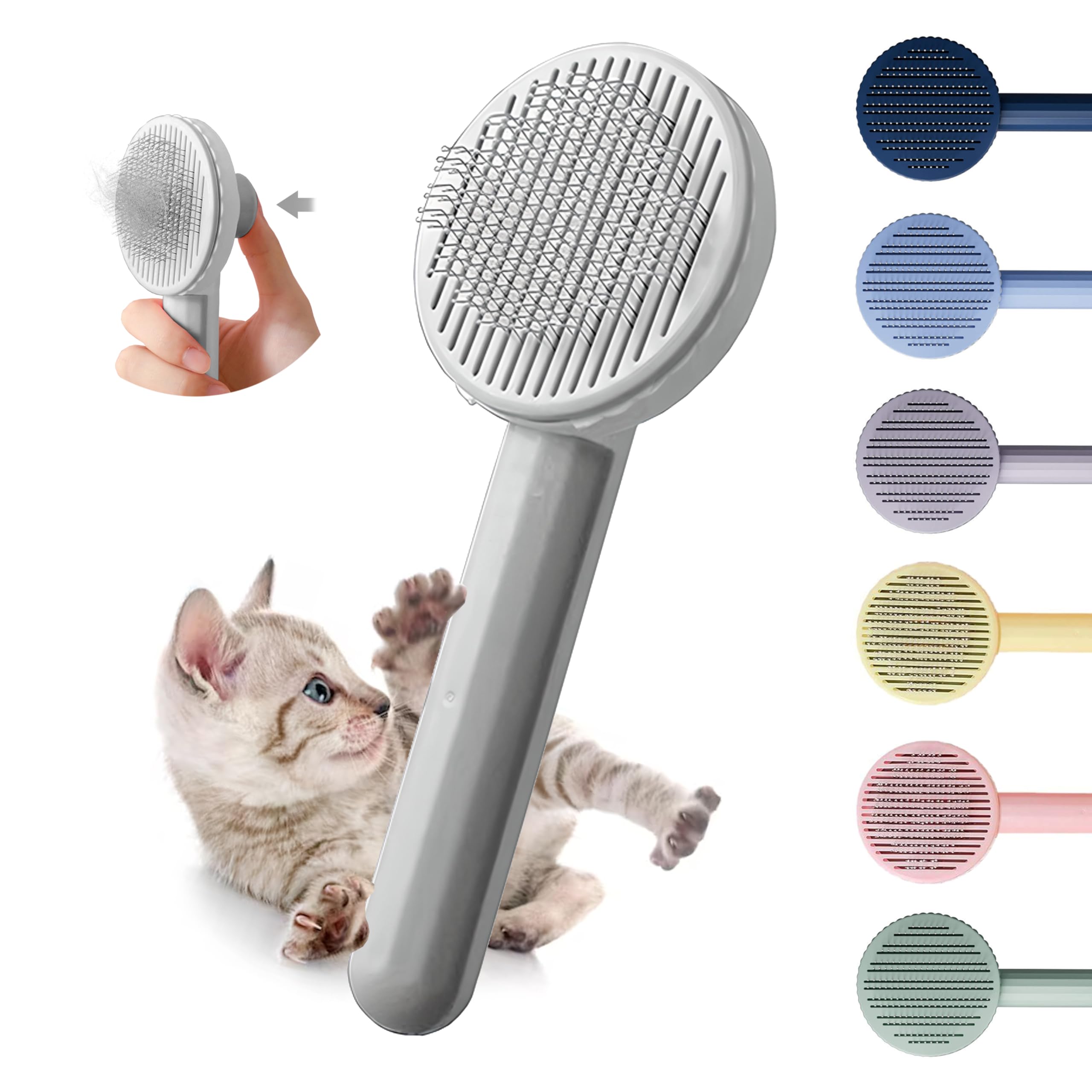Cepillo para Gatos y Perros Quitapelos, Deslanador, Removedor y Quitapelusas de Pelo Corto y Largo Quita Pelos Mascot para Cepillar y Quitar Pelusas (Gris)