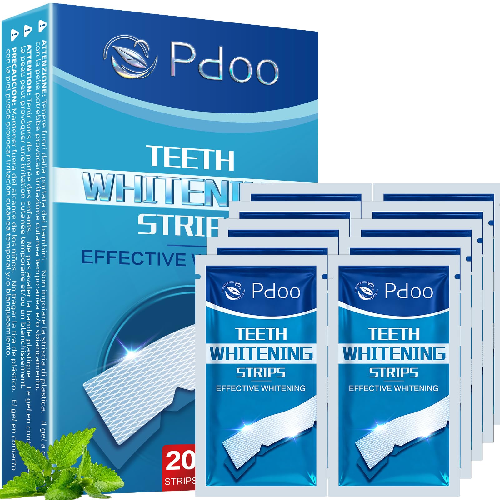 Teeth Whitening Strip 10 Treatments - Whitening Strips for Sensitive People, Fast Remove Smoking, Coffee, Wine Stains, Teeth Brightening Kit Pack of 20 Non-Slip Strips