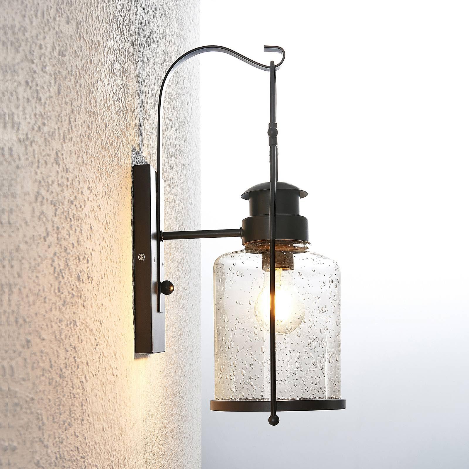 Lindby Wandleuchte, Wandlampe Innen (Laterne) Rozalie (Retro Vintage Antik) in Schwarz aus Metall (1 flammig E27) - Wandstrahler Wandbeleuchtung Schlafzimmer/Wohnzimmer Flurleuchte