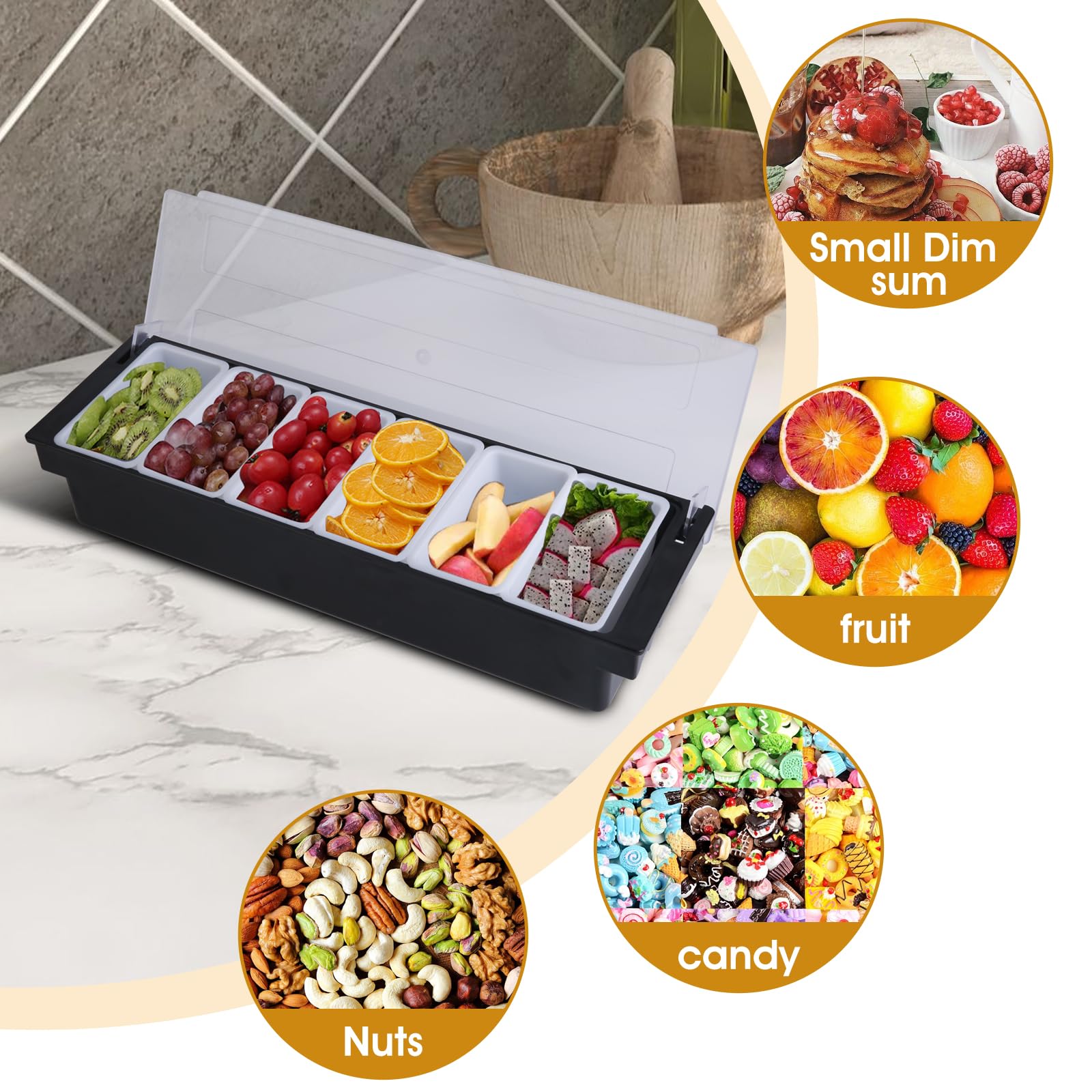 Accesorios para pizza, estación de cobertura de pizza, 6 soportes para condimentos, barra de ensalada, contenedor de almacenamiento de pizza, caja de queso desmontable multiusos para