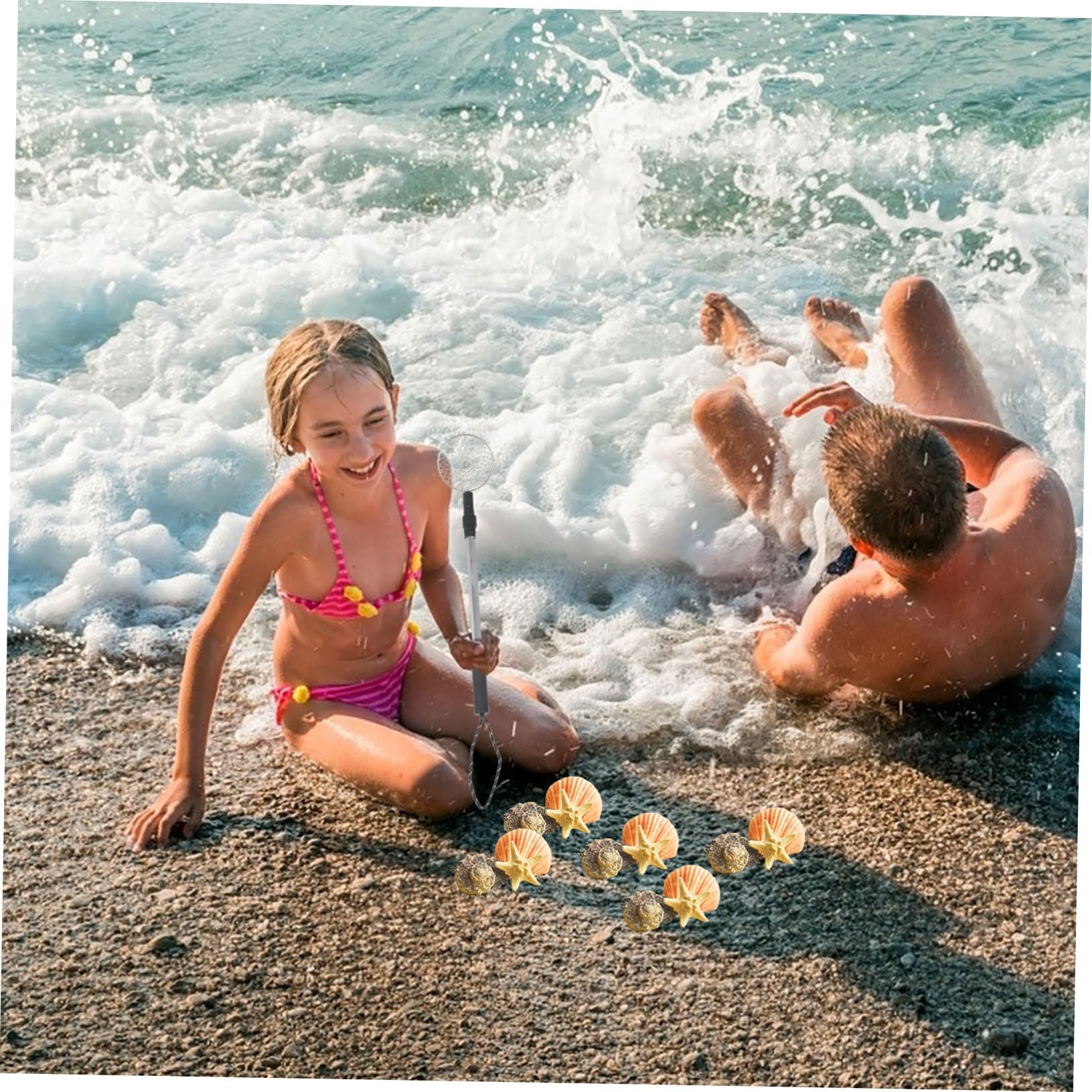 VICASKY 2pcs Aluminum Beach Scoop Sifter Shovel Large Mesh Beach Tool for Sand Shell Portable Outdoor Sifting Kit