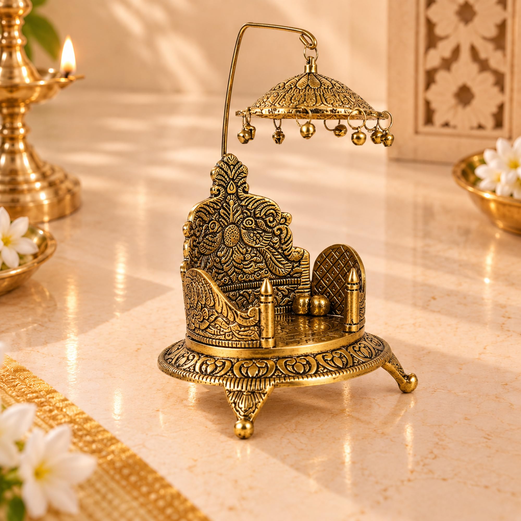 Brass Mukali Stool - Display Your Gods -1