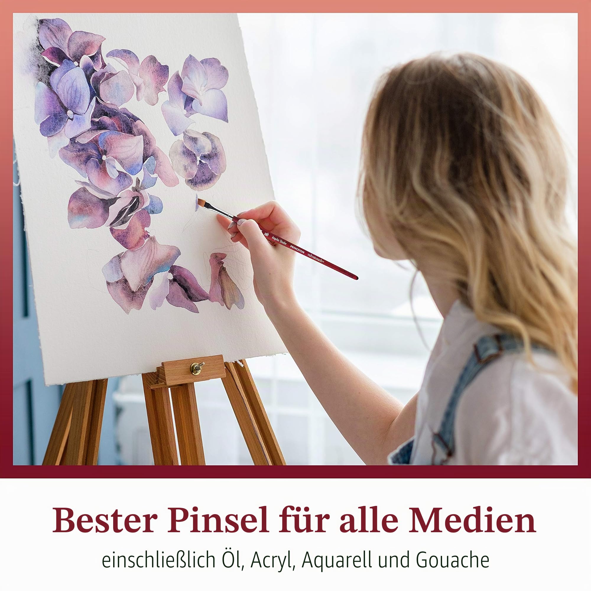 Princeton Velvetouch, Serie 3950, Pinsel für Acryl, Öl und Aquarell, 5 Stück, Spotter 5/0, Winkelschattierer, 1/4 Zoll, rund 8, Filbert 8, rund 2