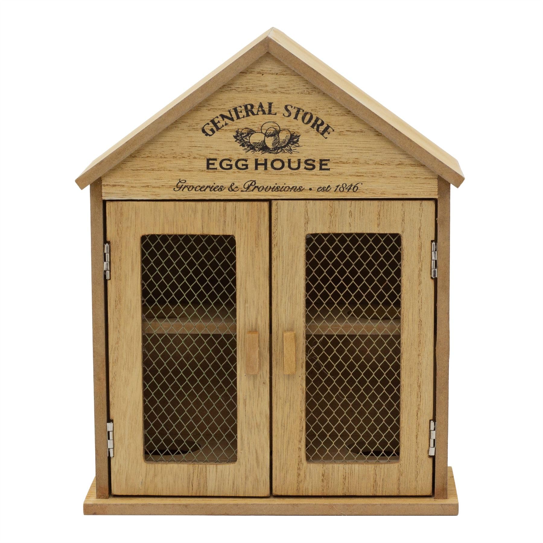 General Store Egg House for 6 Eggs | Rustic Wooden Vintage Style Chicken House Egg Holder for Kitchen Worktops