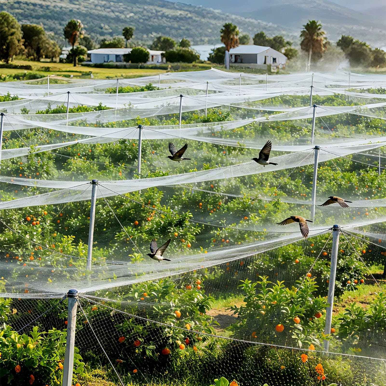 Rete Anti Uccelli Rete Bianca di Protezione per Uccelli per Aiuole Rialzate, Copertura di Sicurezza Leggera per Recinzione di Piante, Rete Protettiva Extra Large per Fiori(7x10m(23x32.8ft))