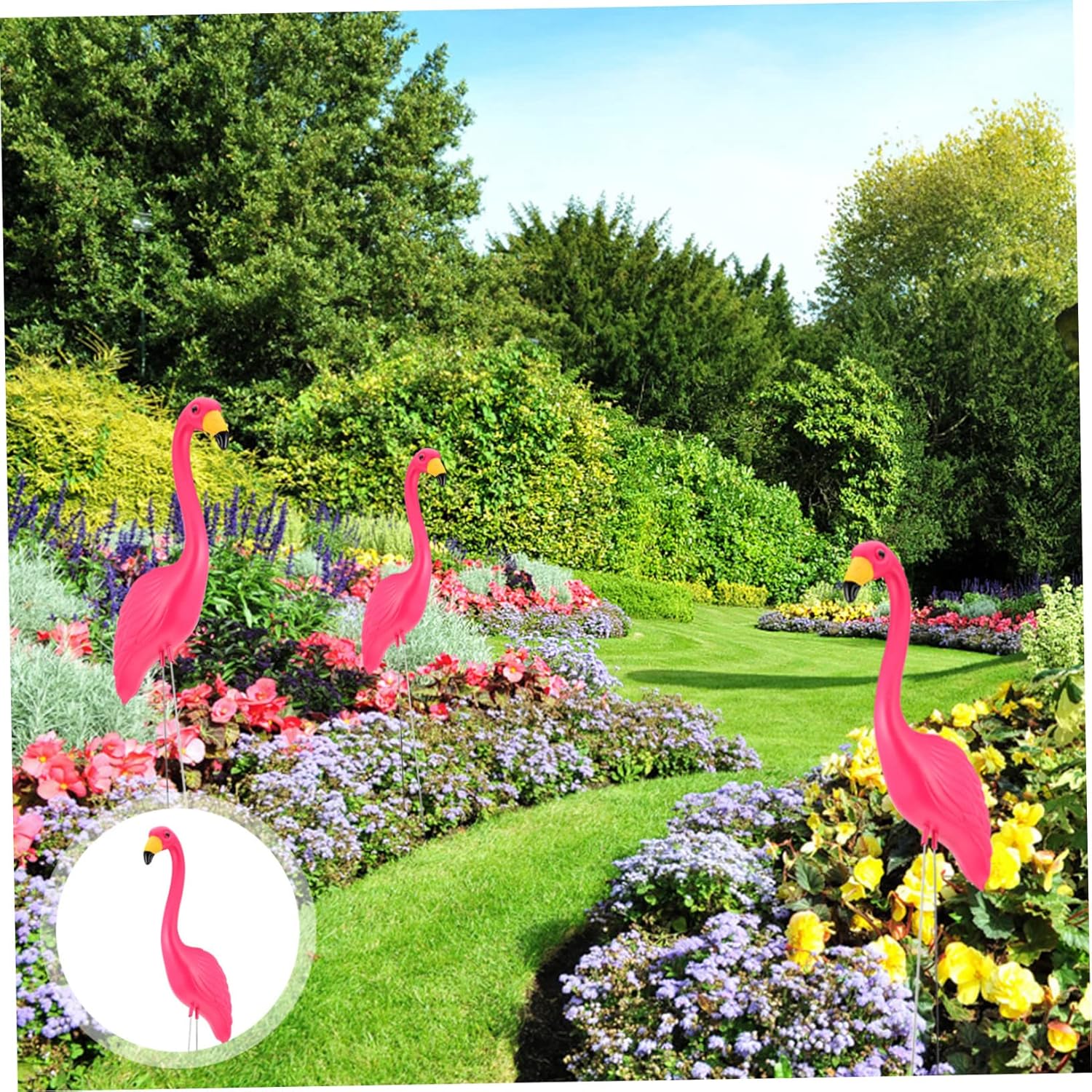 2pcs Pink Flamingo Lawn Stakes Lifelike Garden Statues for Outdoor Decor for Housewarming Gifts and Photography Enhance Your Garden Charm