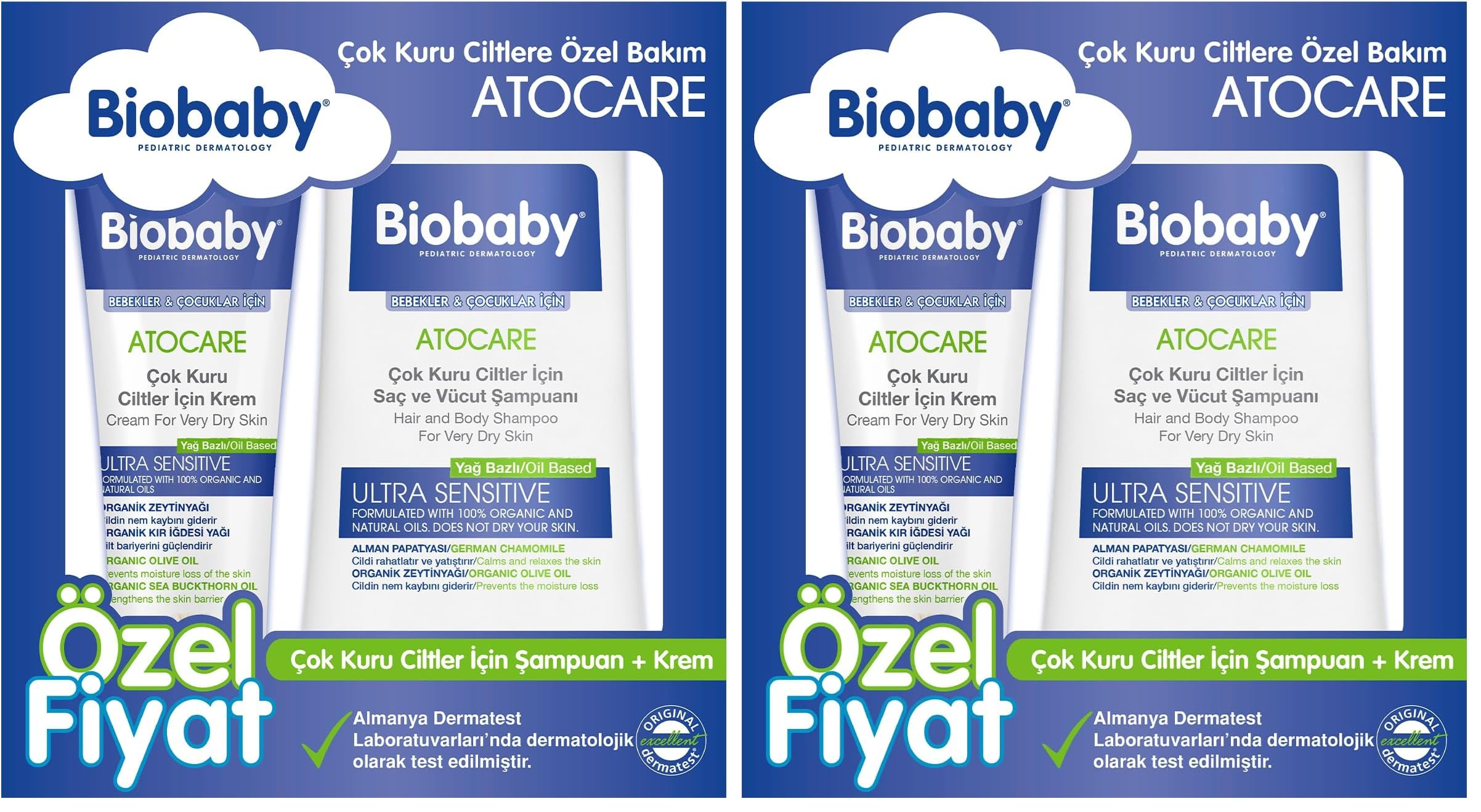 Biobaby Kuru Ve Atopik Ciltler İçin Şampuan Ve Krem (2 paketi)
