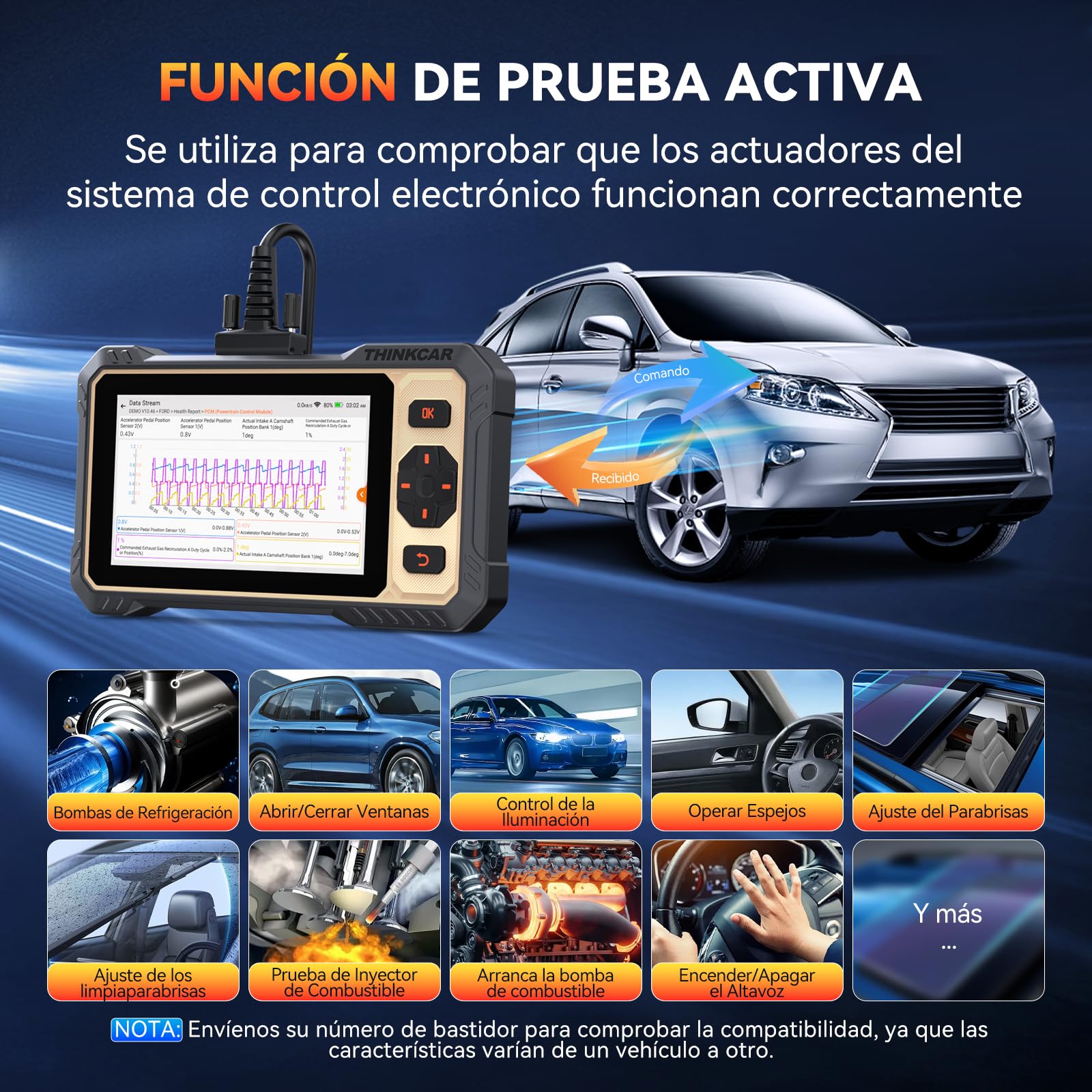 THINKCAR OBD2 Diagnosis, ThinkScan 662 Diagnosis Coche Multimarca de 4 Sistema(ECM/TCM/SRS/ABS), Diagnosis Coche con 12 Funciones de Reinicio/Vin Automático/Prueba Activa-Actualización Gratuita | THINKCAR OBD2 Diagnosis, Diagnosis Coche con 12 Funciones d