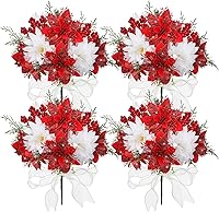 Vista 10 de Giegxin Paquete de 4 arbustos de Navidad de terciopelo sintético de 13.8 pulgadas para interiores y exteriores, adorno de árbol de Navidad, Dorado