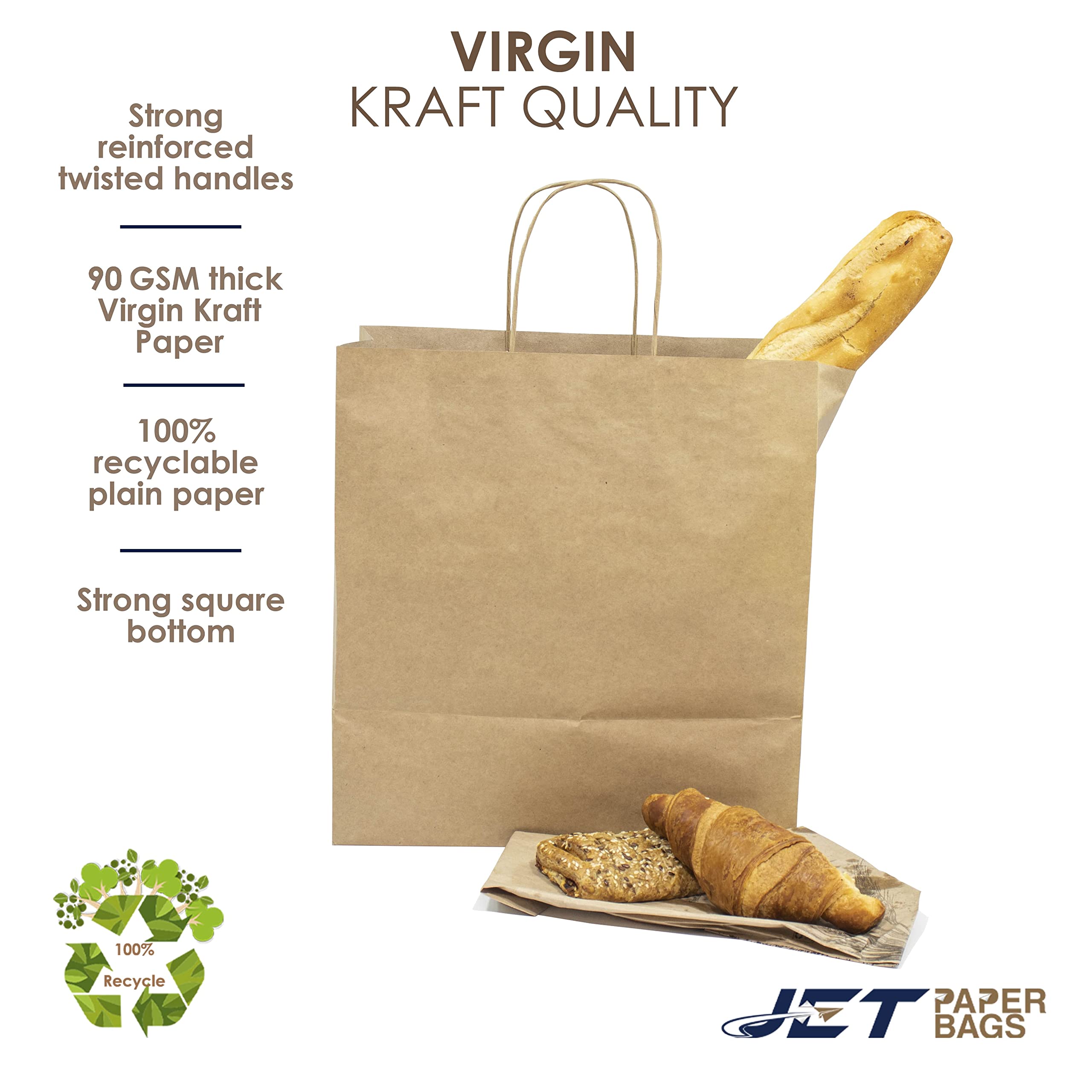 Amazon.co.jp: JET PAPER BAGS 11インチx7インチx12インチ バージン