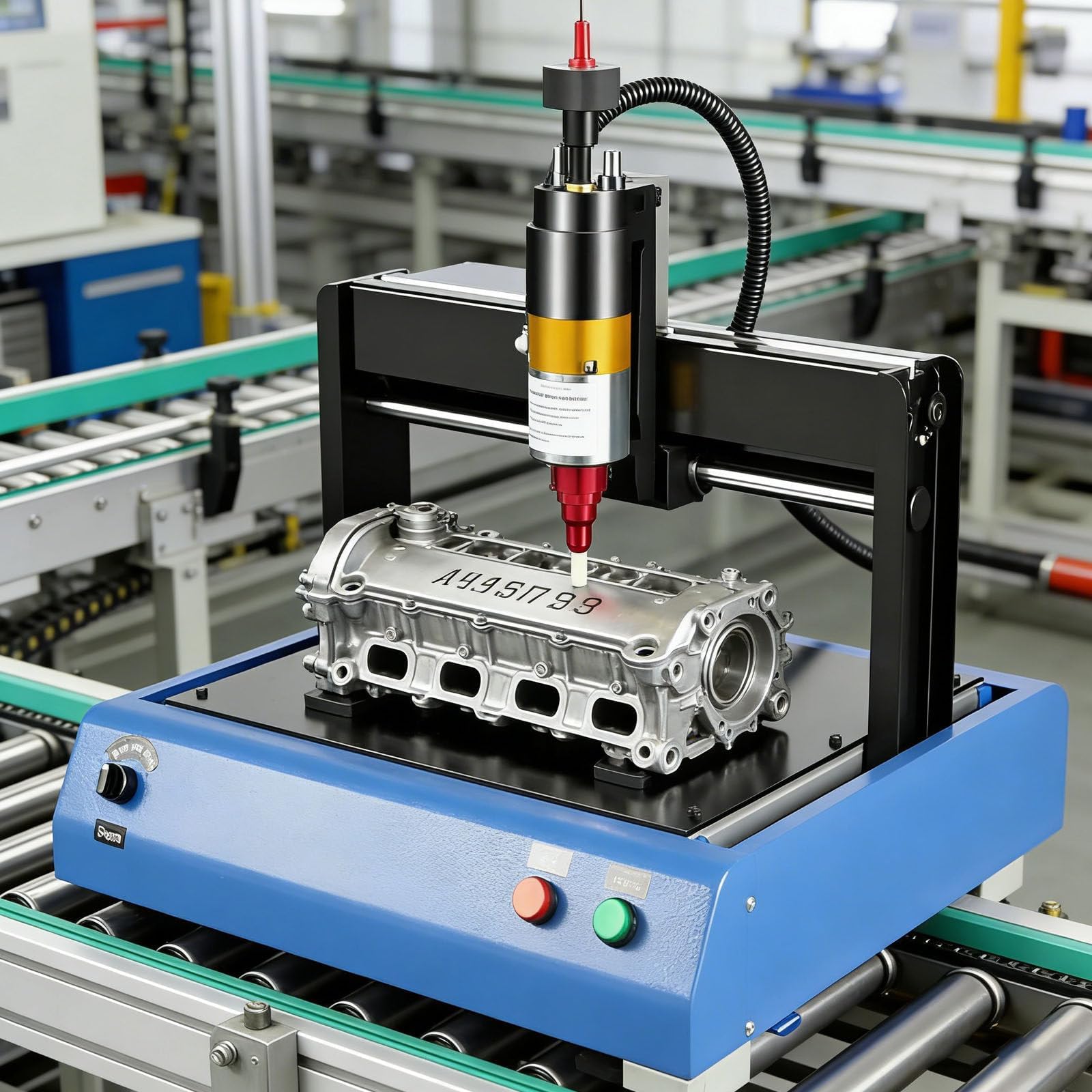 Electric Marking Machine, Metal Engraving Machine, Dot Peen Embosser Machine, Compatibility with XP, Win7, Win8, Win9 & Win10, Used to Mark Fixed Characters, Serial Numbers, VIN, Date 200×150mm