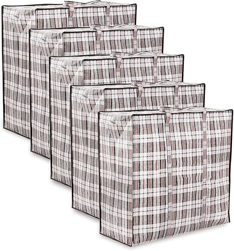 Zuvo Extra Large Strong Laundry And Storage Bag Waterproof with Zips (Pack of 5) - Multi colour Bags