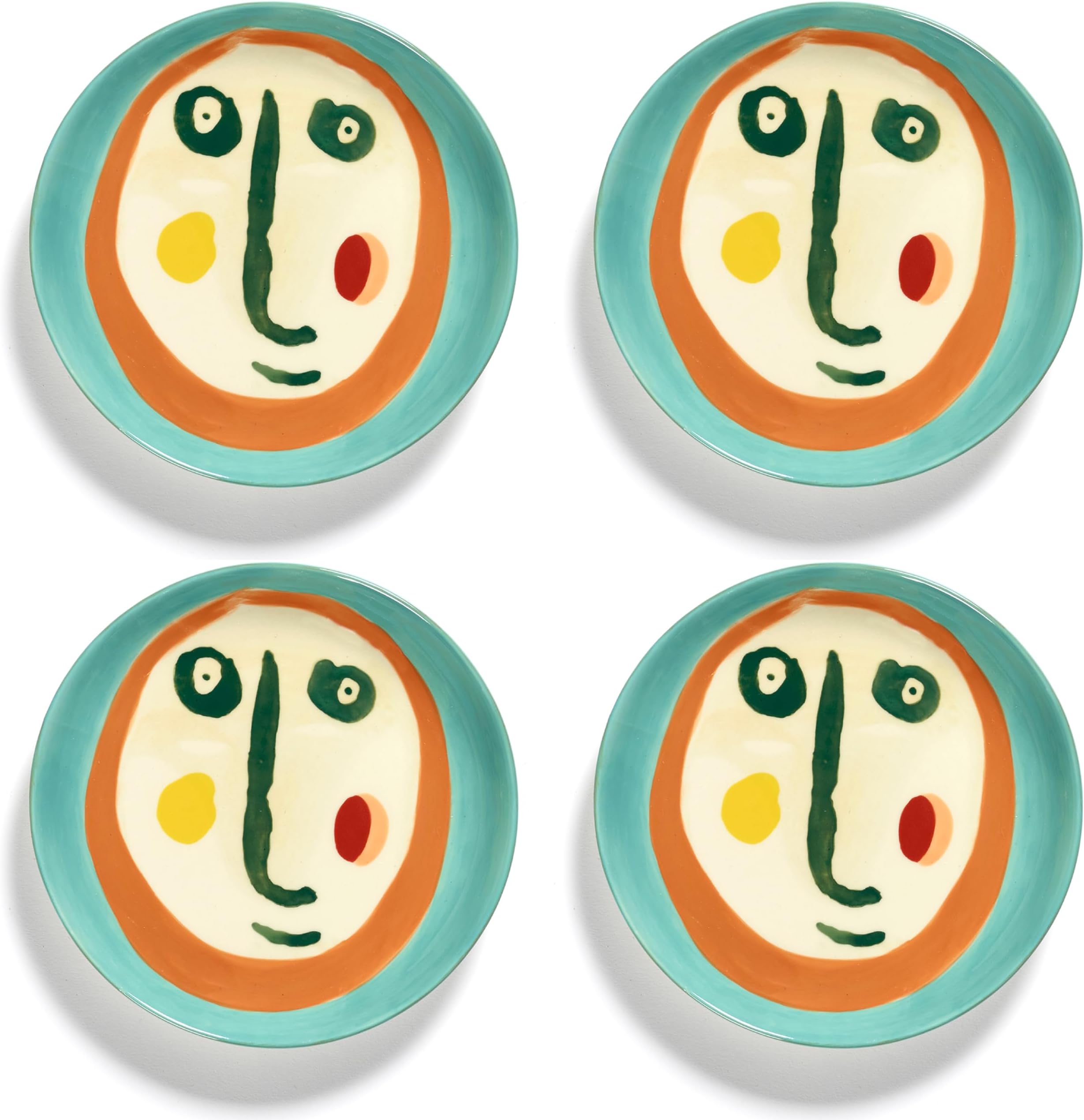 Serax Breakfast Plate | Feast Tableware by Ottolenghi | 4 Dessert Plates | Stoneware Dinnerware Set in Mixed Colors 2 | Luxury Dishware for Dinner at Home, Party | Kitchen Sets