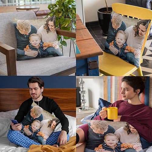 Miniatura 6 de Almohada personalizada con inserto, almohada impresa de dos lados con fototexto para sofá, cama, 16 x 16 pulgadas, foto personalizada
