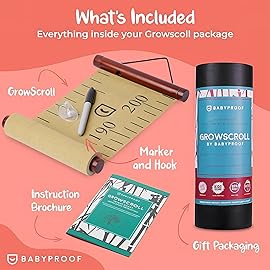 Growscroll Classic Kids Growth Chart for Wall - Unique Height Chart for Boys & Girls - Handcrafted Using Canvas & Hard Types of Wood - Makes A Great Collectible Or Family Heirloom - Coral