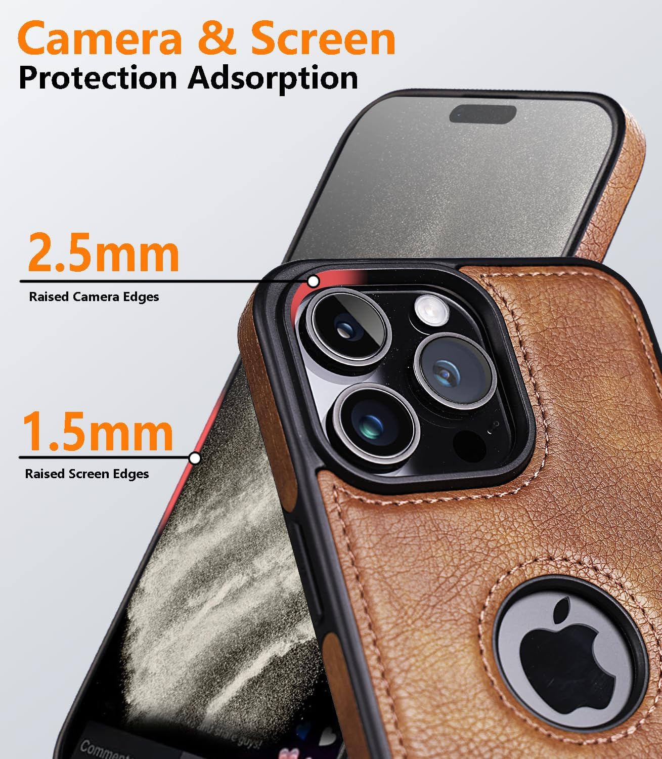Designed for iPhone 15 Pro Max Leather Case with Stand, Protection Slim Adjustable Kickstand Phone Cover Compatible with iPhone 15 Pro Max (Brown) - Image 5