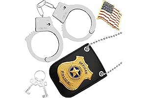 Komotu Police Badge Police Pretend Play Toy Set with Metal Handcuffs