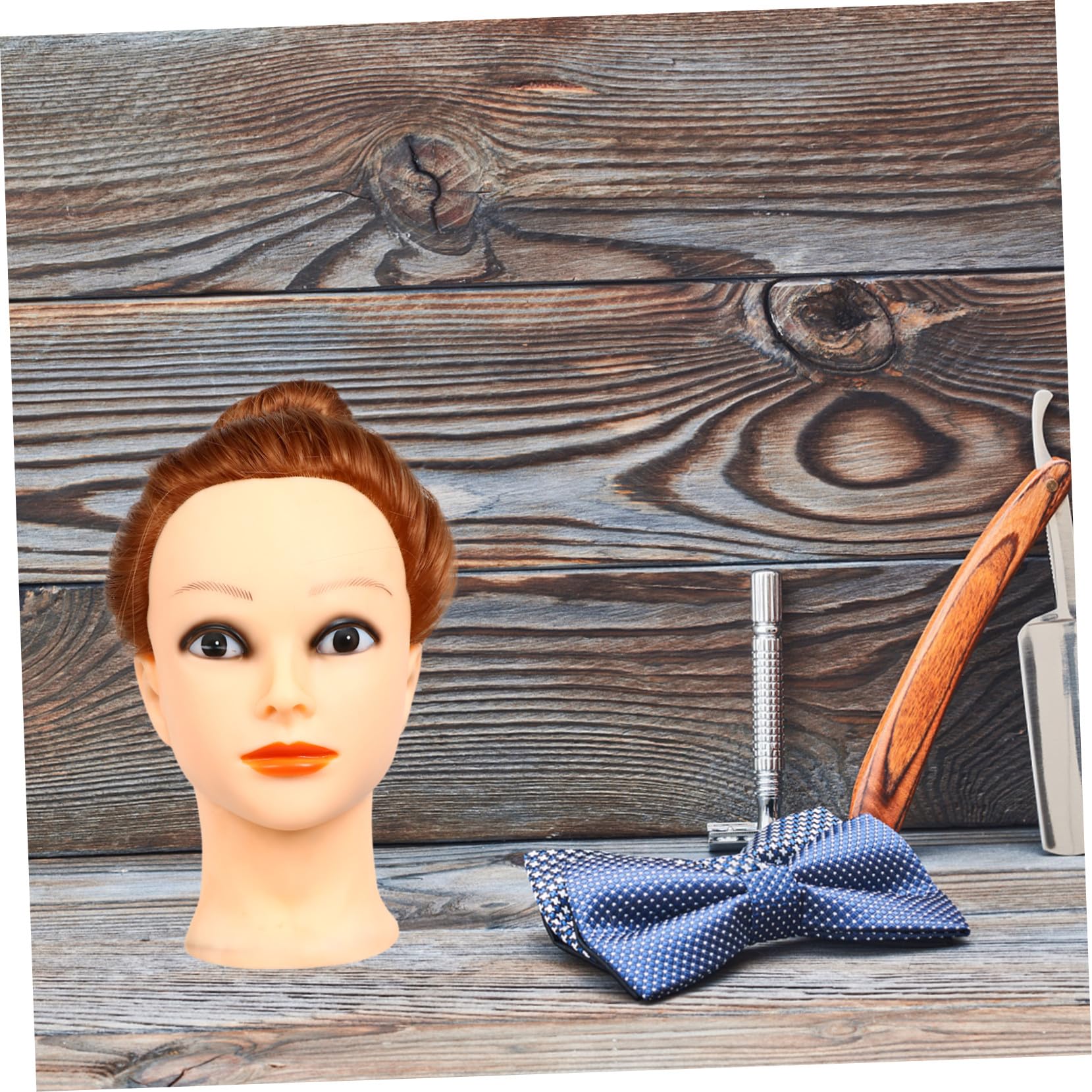 Tête de Mannequin de Coiffeur Marron en Fibres Haute Température