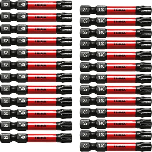 Vista 51 de 50 piezas T30 Torx Star 6 Point T-30 Impact Ready 1 pulgada de largo Destornillador Insertar Bits Hex Shank con ranura de liberación rápida Estándar