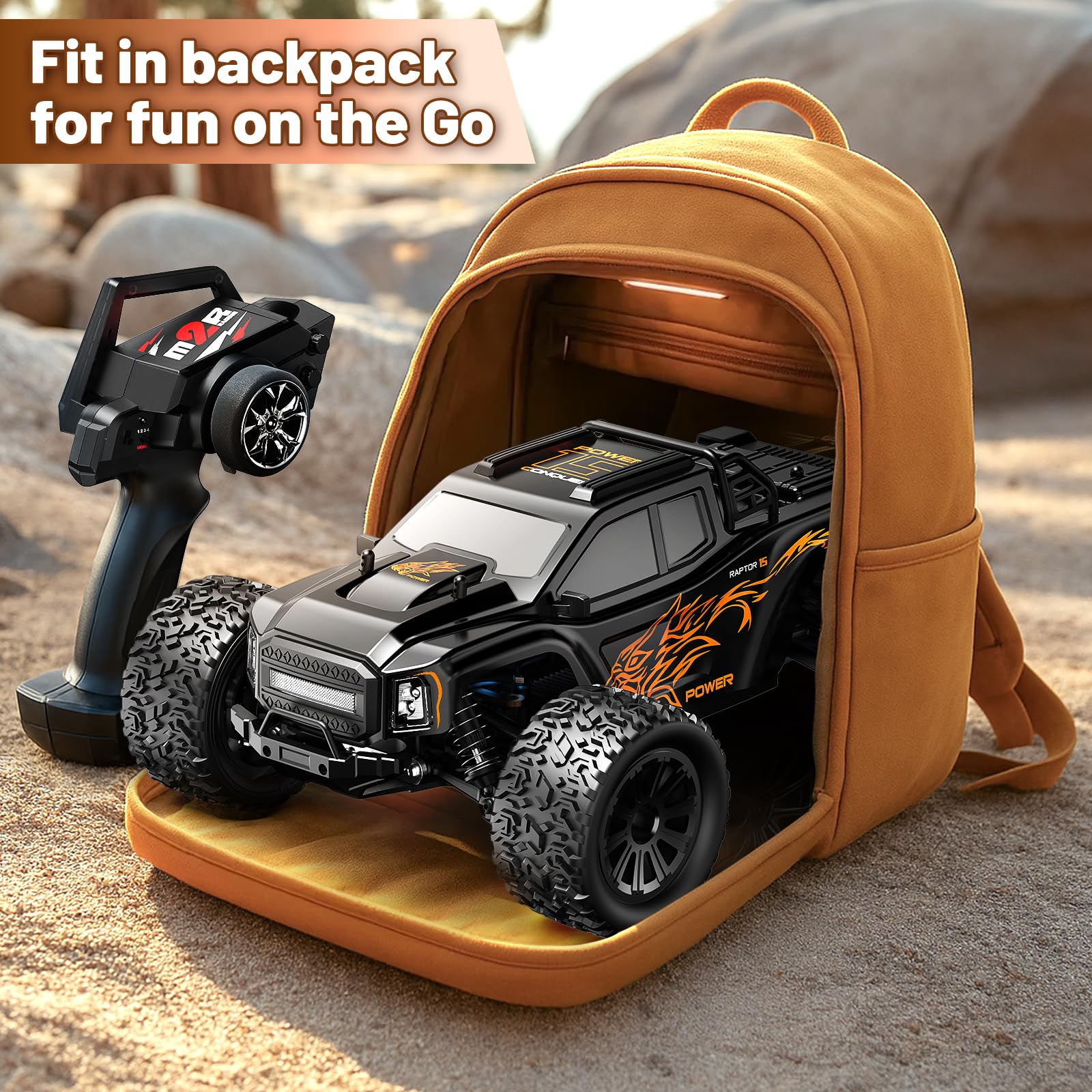 Ferngesteuertes Auto Erwachsene 1:16 RC Auto 4WD Offroad, 36 km/h High Speed RC Car All-Terrain Monstertruck Ferngesteuerter geländewagen mit 2.4GHz Fernsteuerung, Doppelter 7.4V 1500mAh Akku