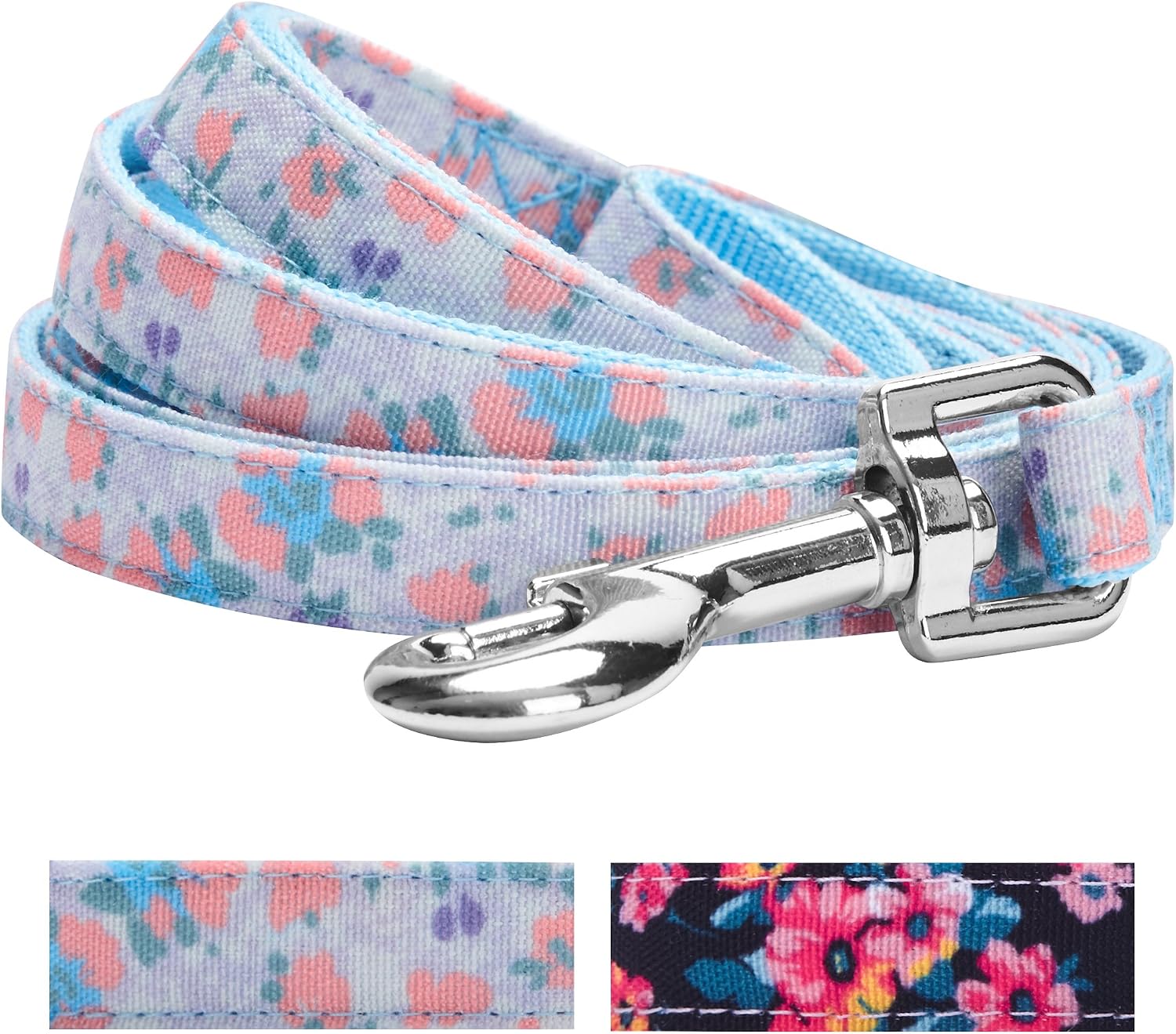 Blueberry Pet 5 Patterns Durable Made Well Lovely Floral Print Dog Leash in Lavender, 5 ft x 5/8", Small, Leashes for Dogs