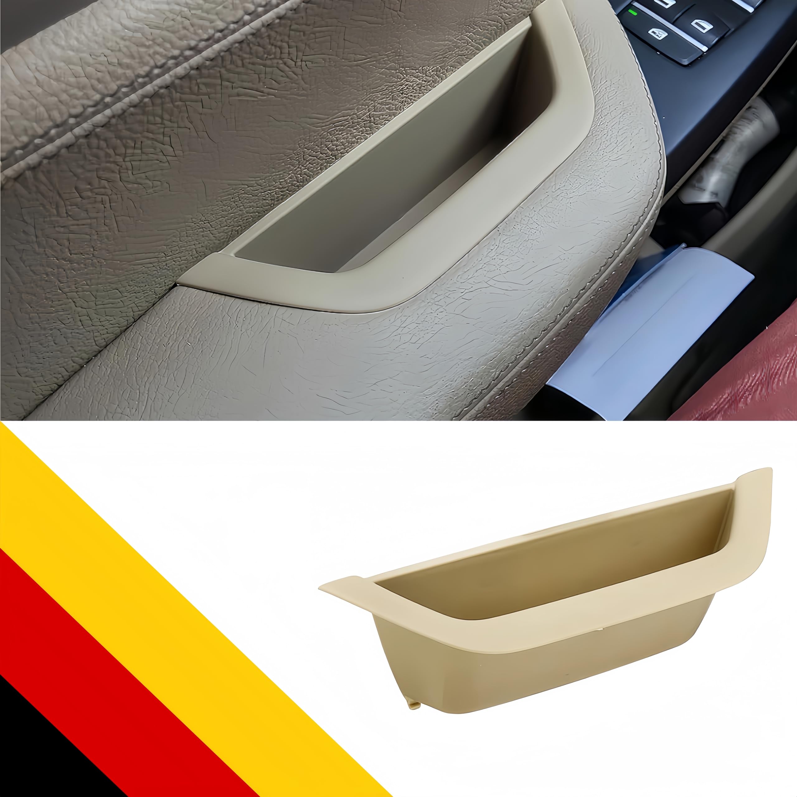 POETRYXIAO Poignée de porte intérieure, boîte de rangement pour porte avant gauche, compatible avec x3 F25 2010-2016, X4 F26 2014-2017 (beige)