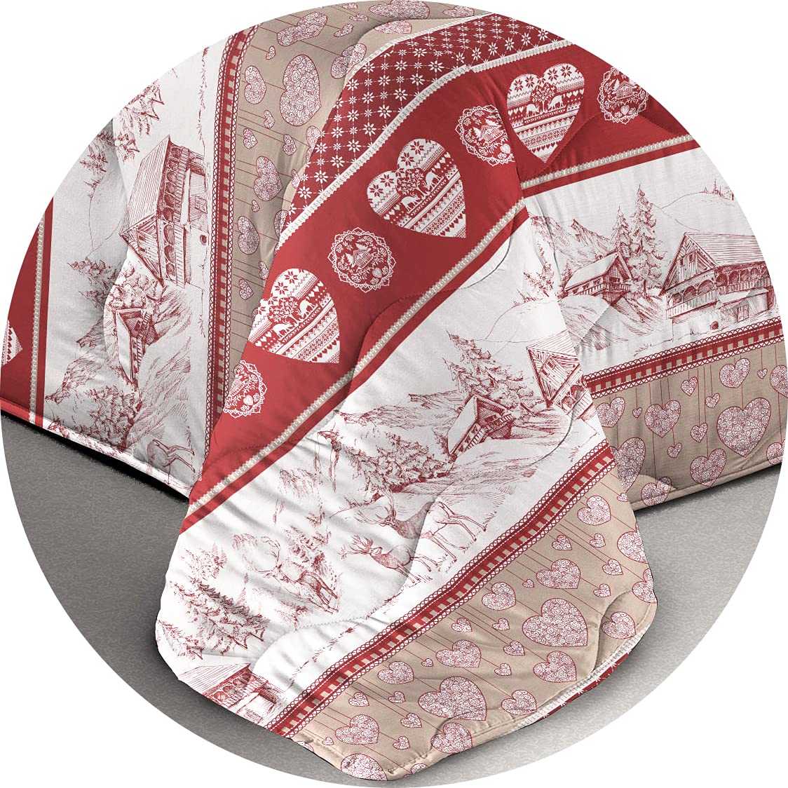 Tata Home Trapuntino Copriletto Trapuntato Primaverile Estivo 100 gr/mq Quilt Leggero Letto Singolo 160x260 cm Fantasia Tirolese Made in Italy MOD. Alpin
