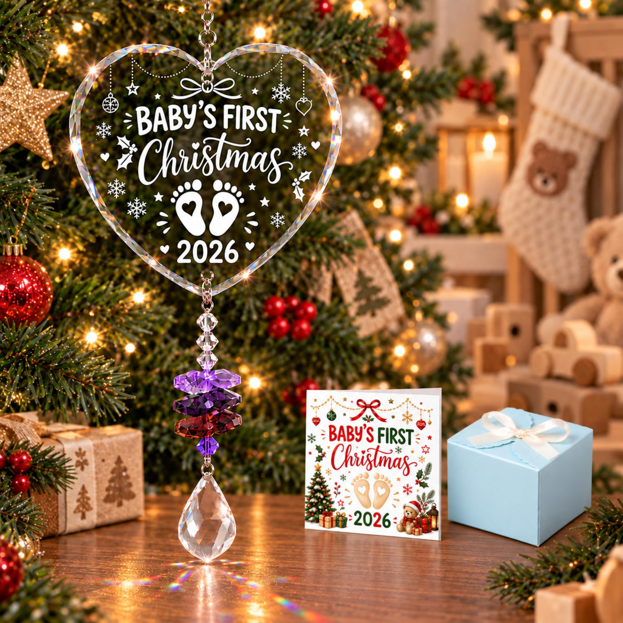 2026 Baby's First Christmas Bauble, Crystal Glass Suncatcher Ornament — image 1